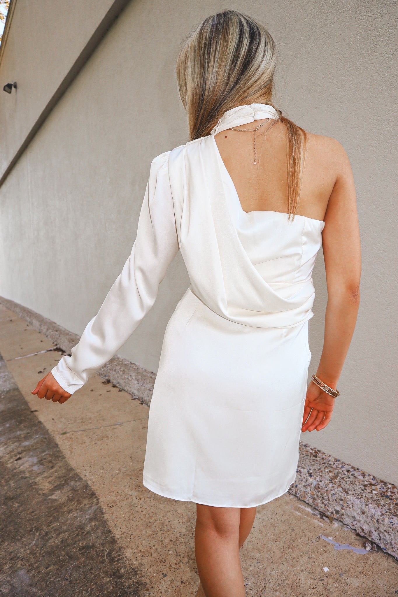 Olivia One Shoulder High Neck Dress-Dresses-KCoutureBoutique, women's boutique in Bossier City, Louisiana