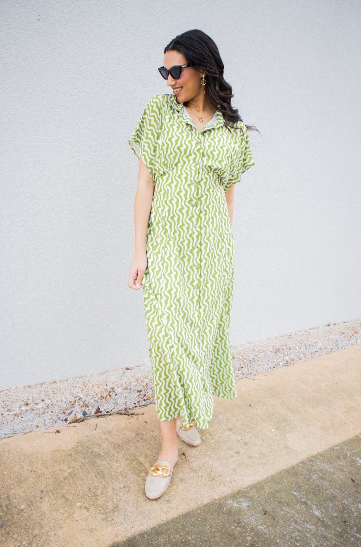 Patterned Button Down Maxi Dress-Dresses-KCoutureBoutique, women's boutique in Bossier City, Louisiana