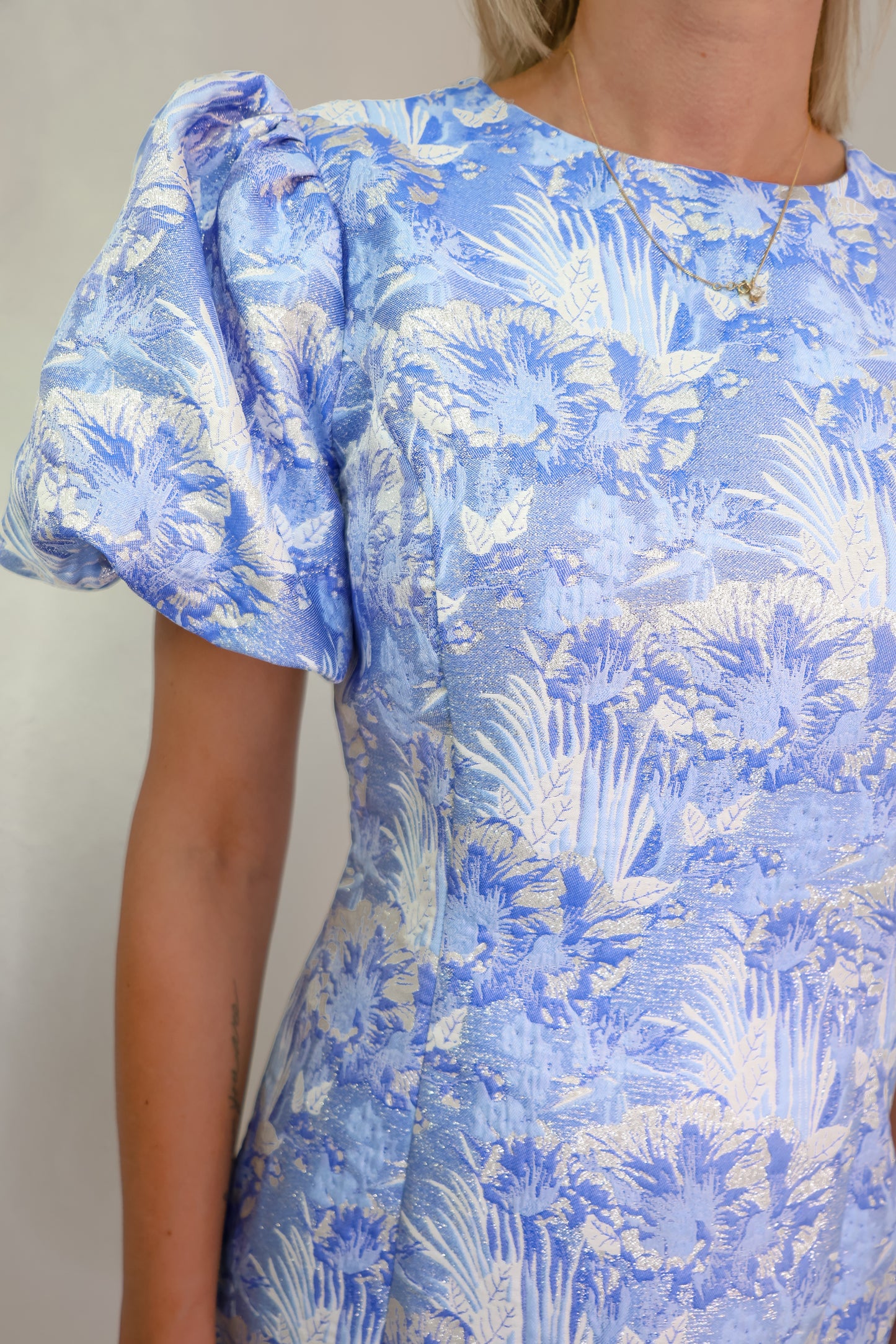 Me & Blue Jacquard Mini Dress