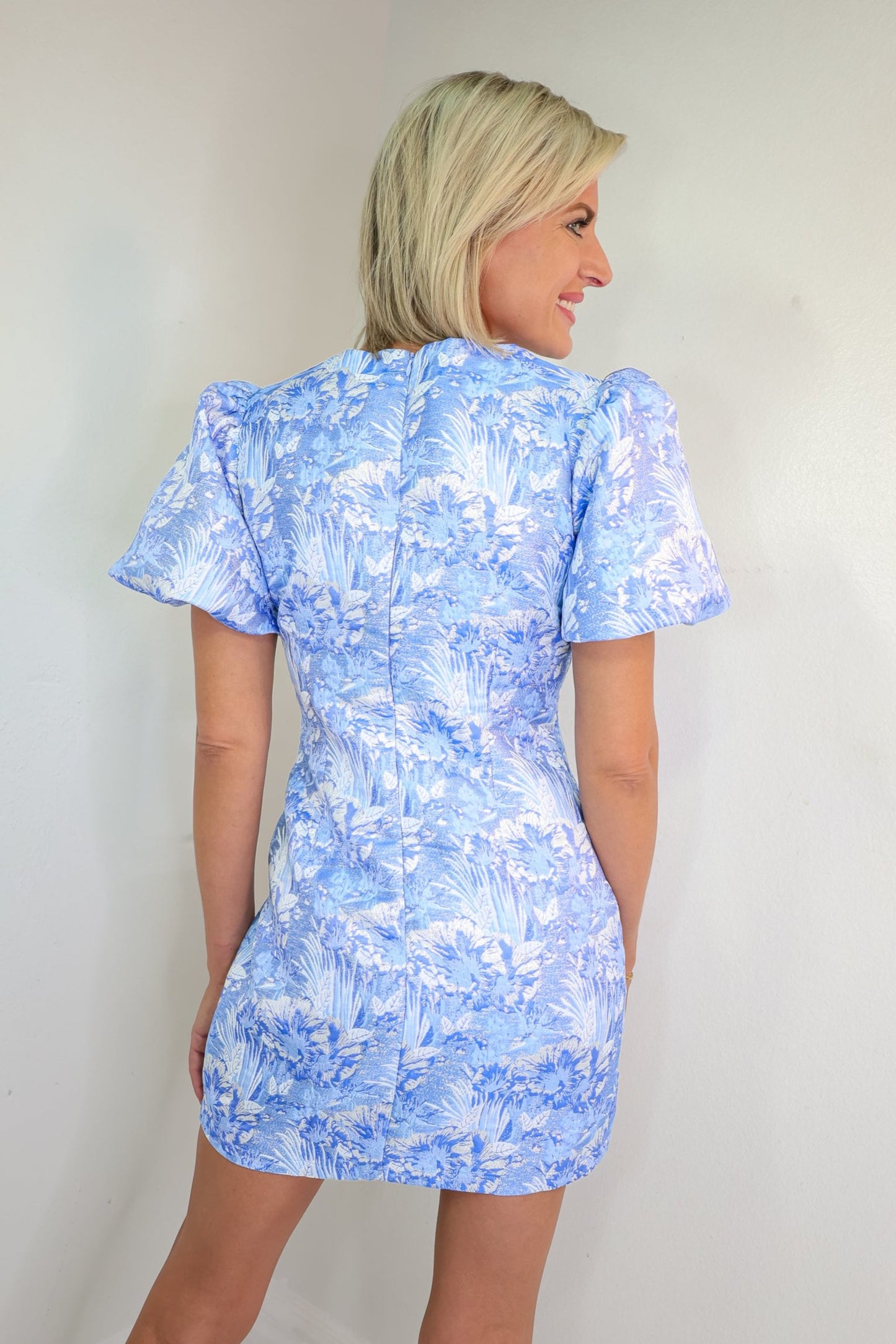 Me & Blue Jacquard Mini Dress