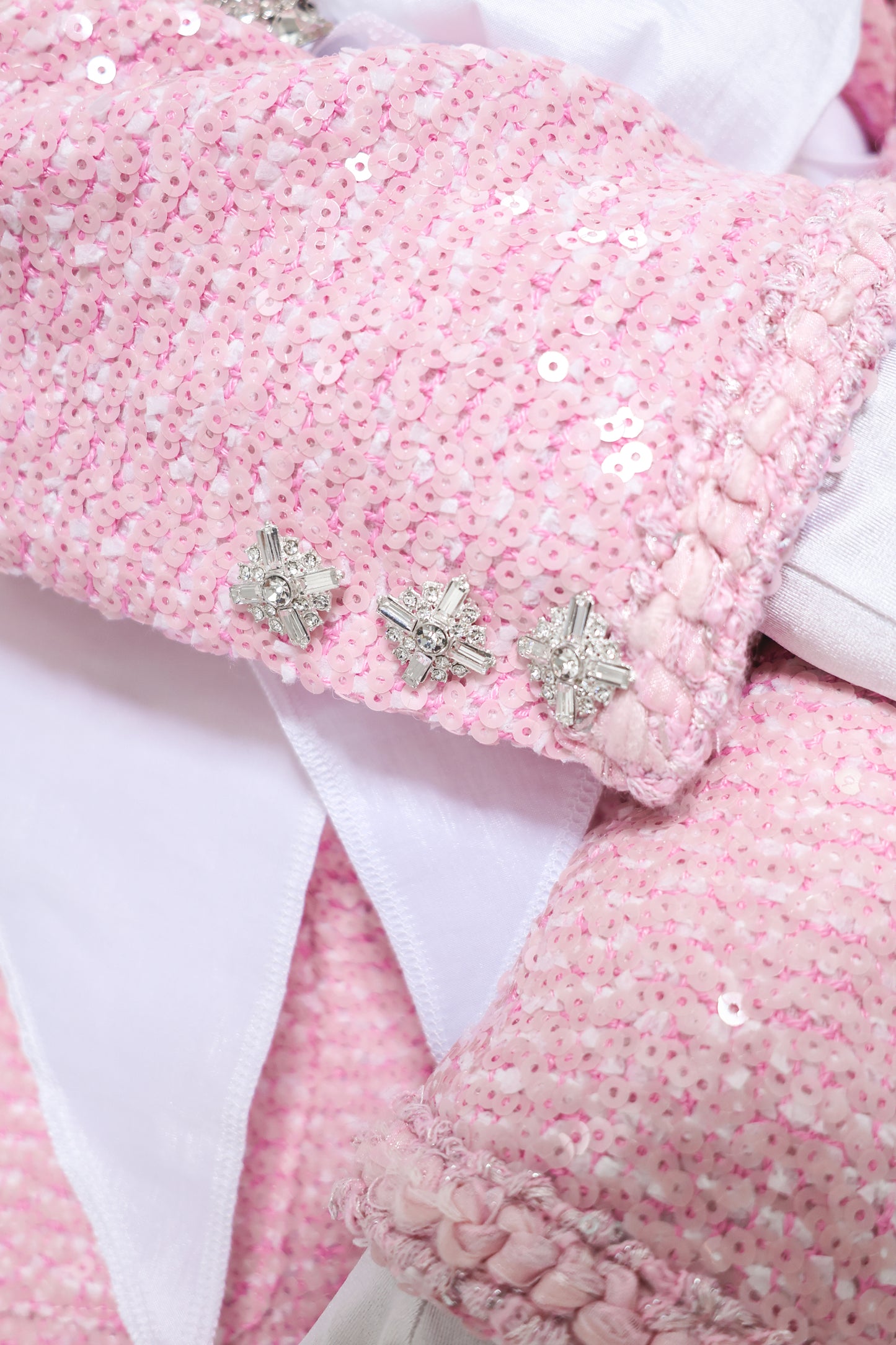 Pink Luxe Rhinestone Detailed Tweed Jacket