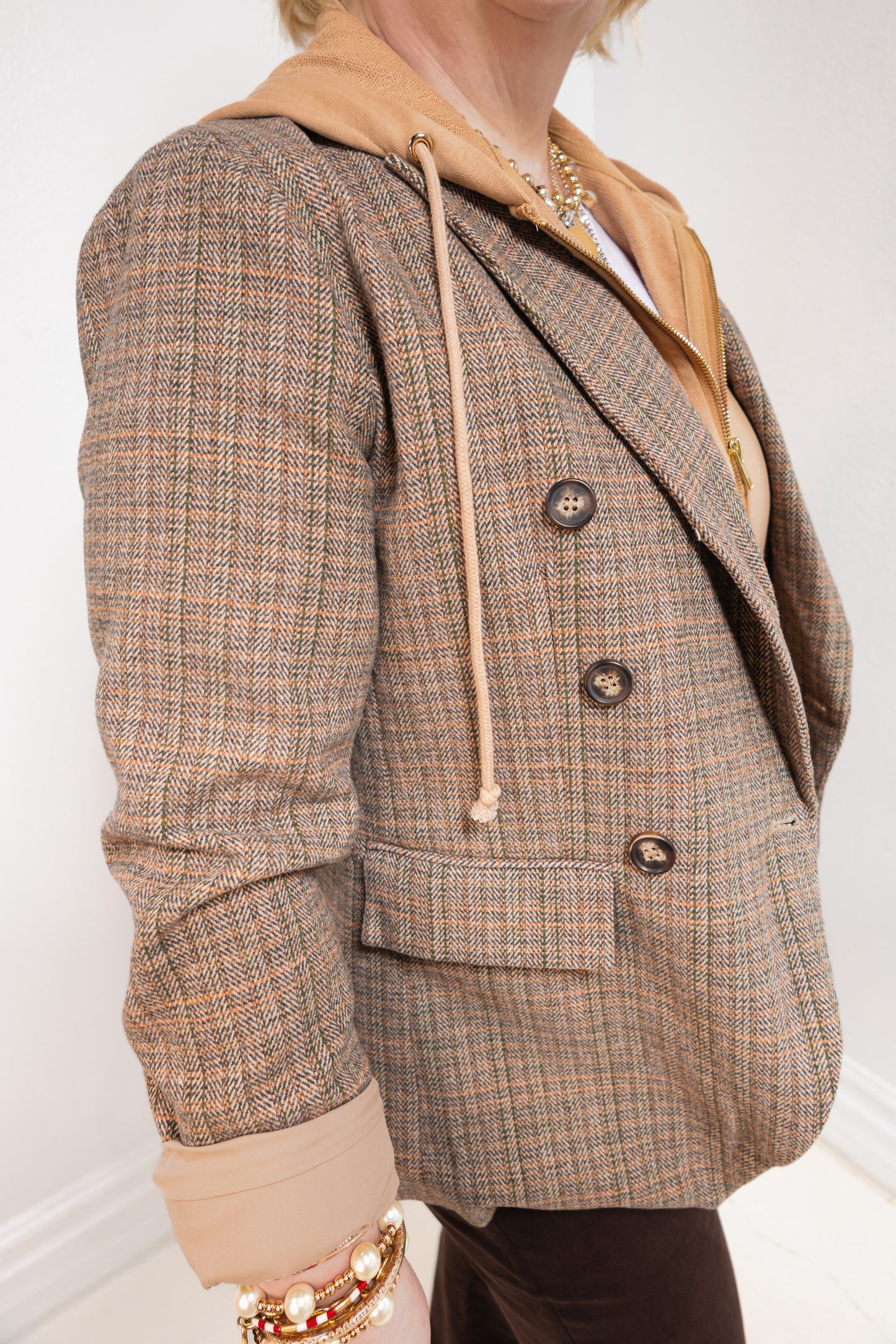 Plaid Fusion Layered Blazer Jacket