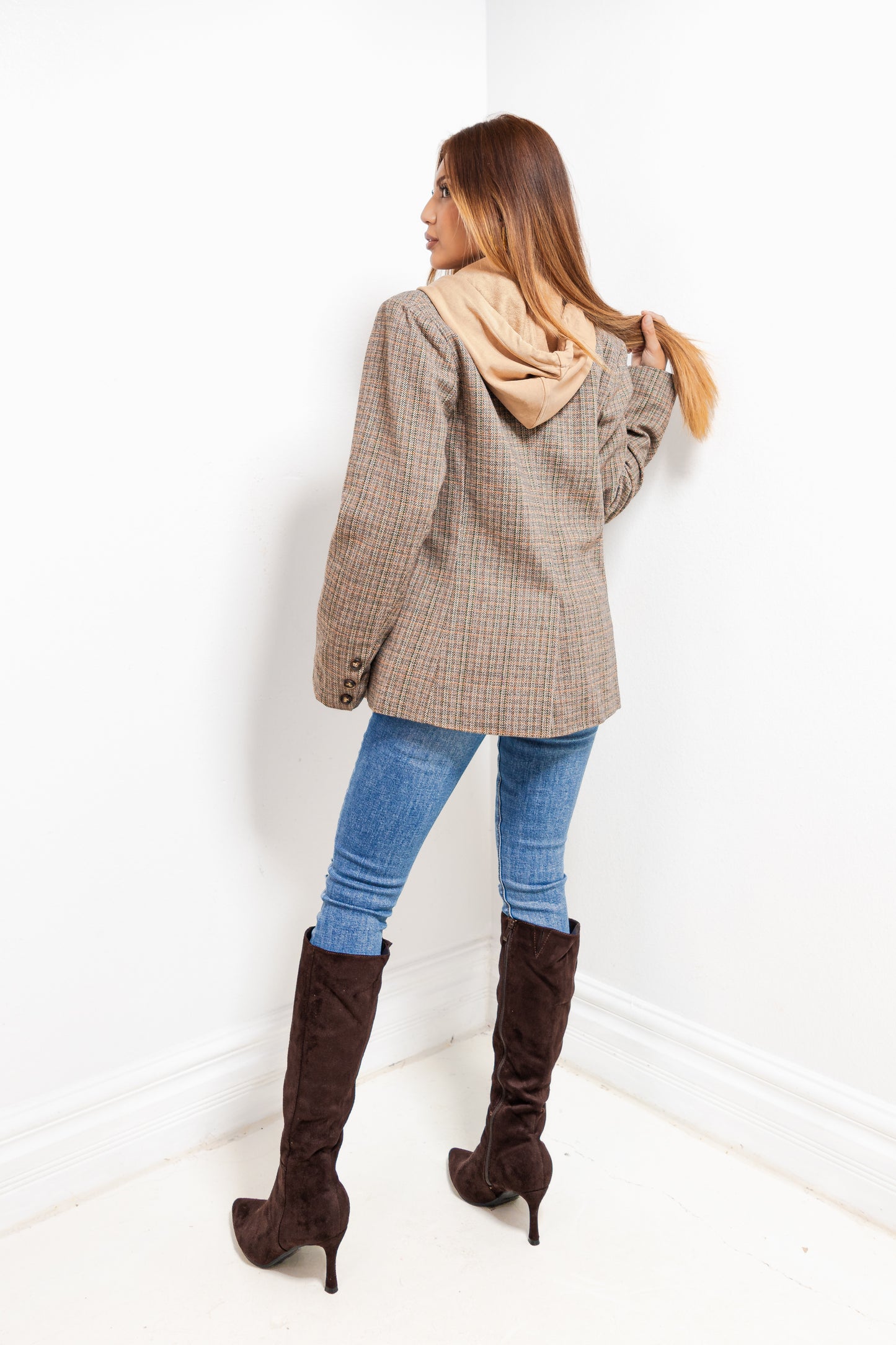 Plaid Fusion Layered Blazer Jacket