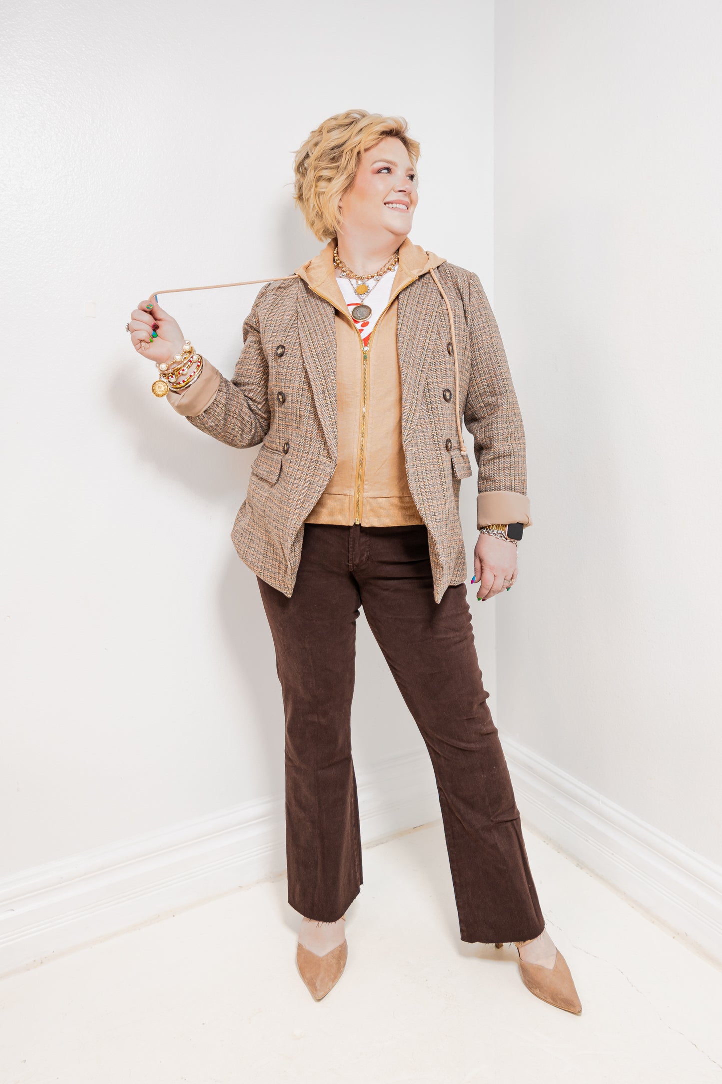 Plaid Fusion Layered Blazer Jacket