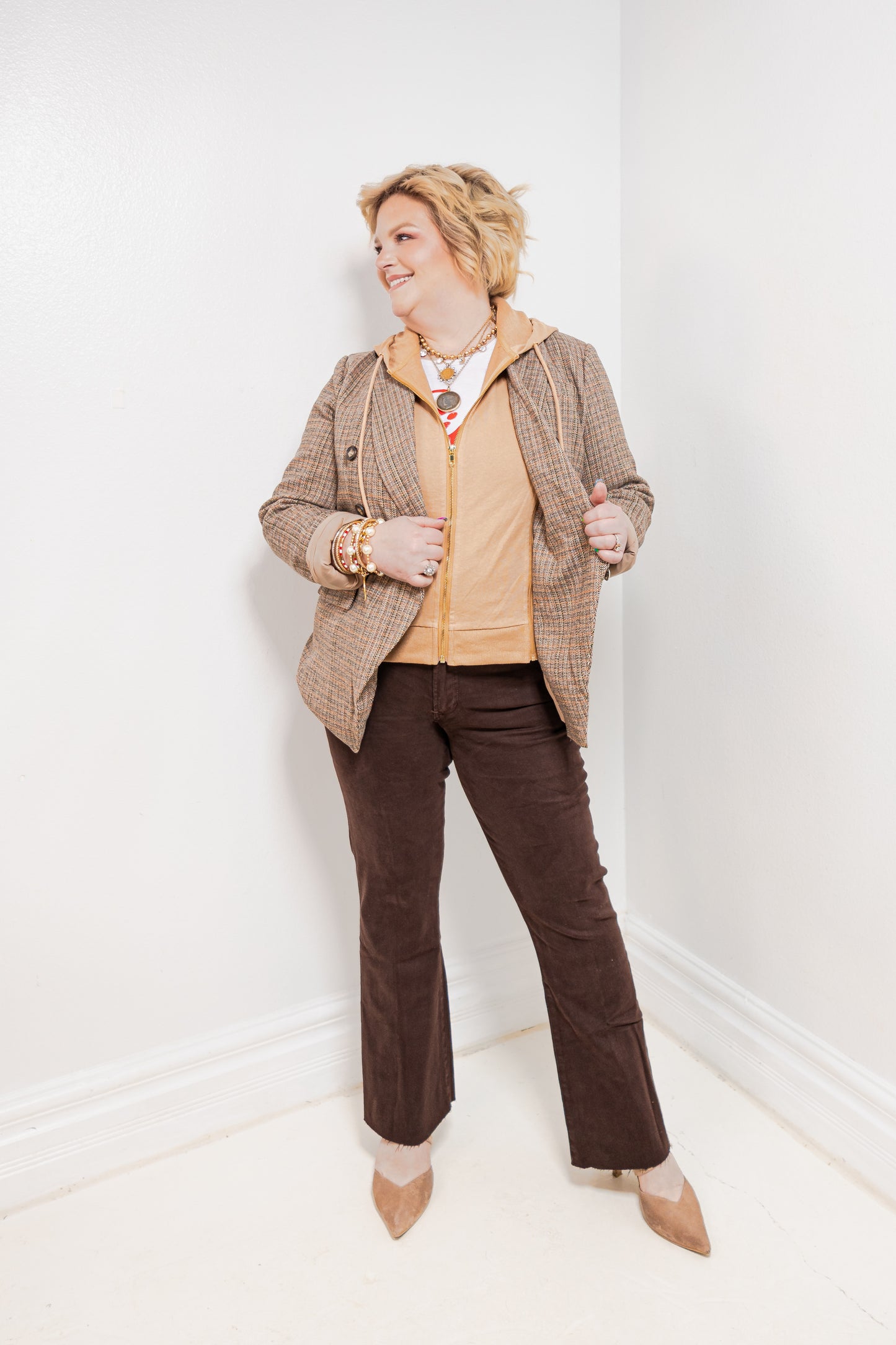 Plaid Fusion Layered Blazer Jacket