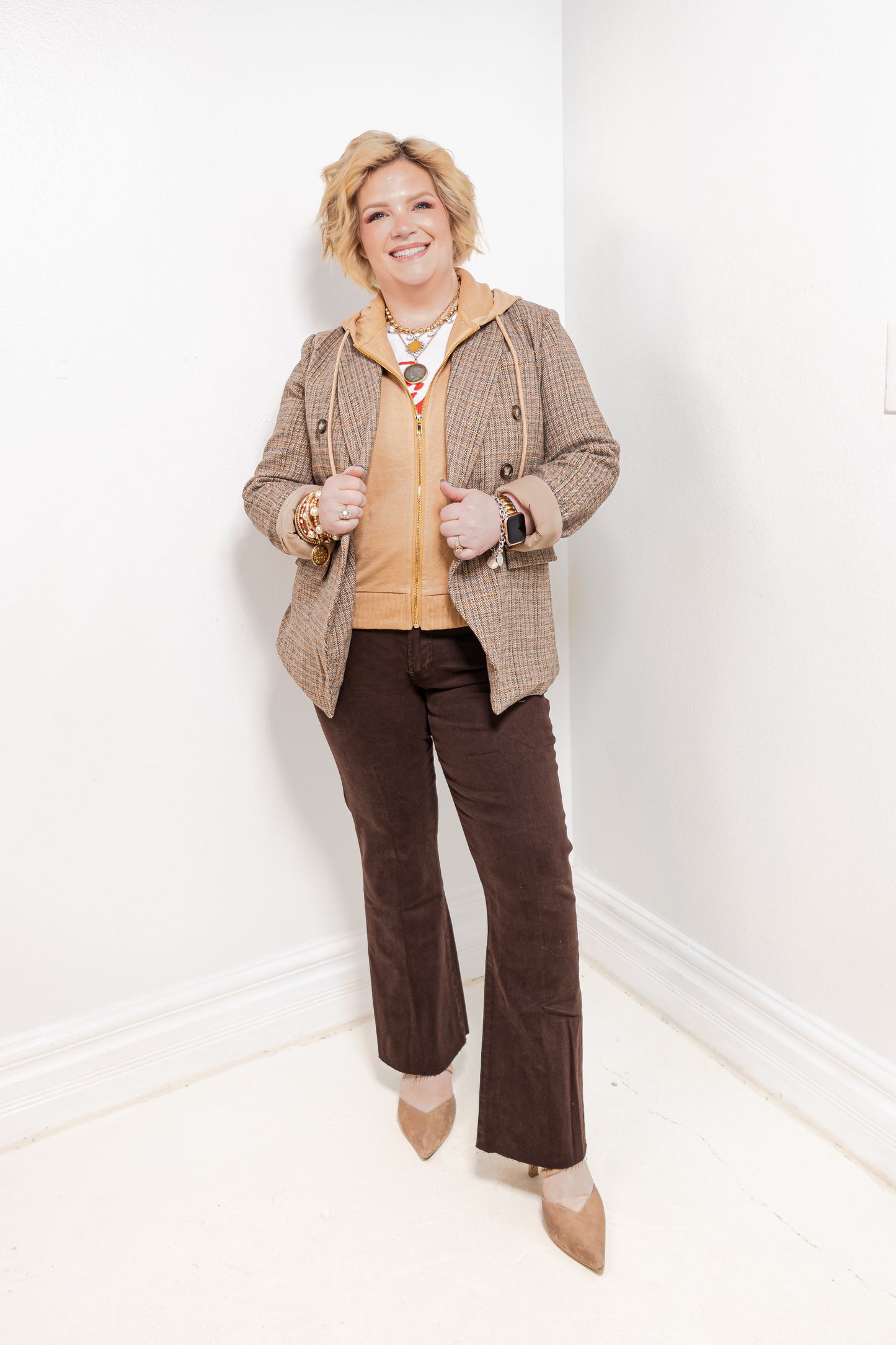 Plaid Fusion Layered Blazer Jacket