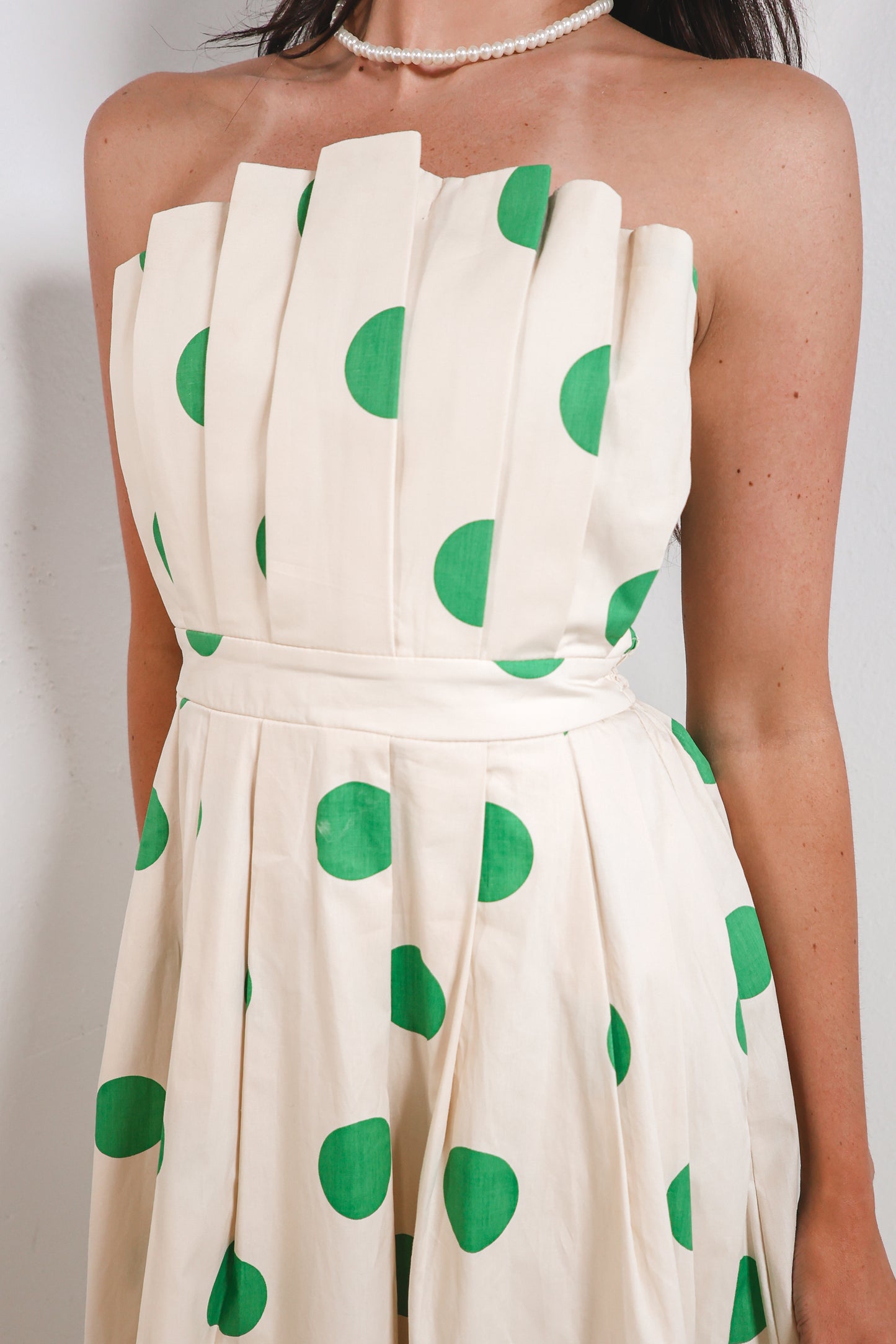 Polka Pop Strapless Midi Dress