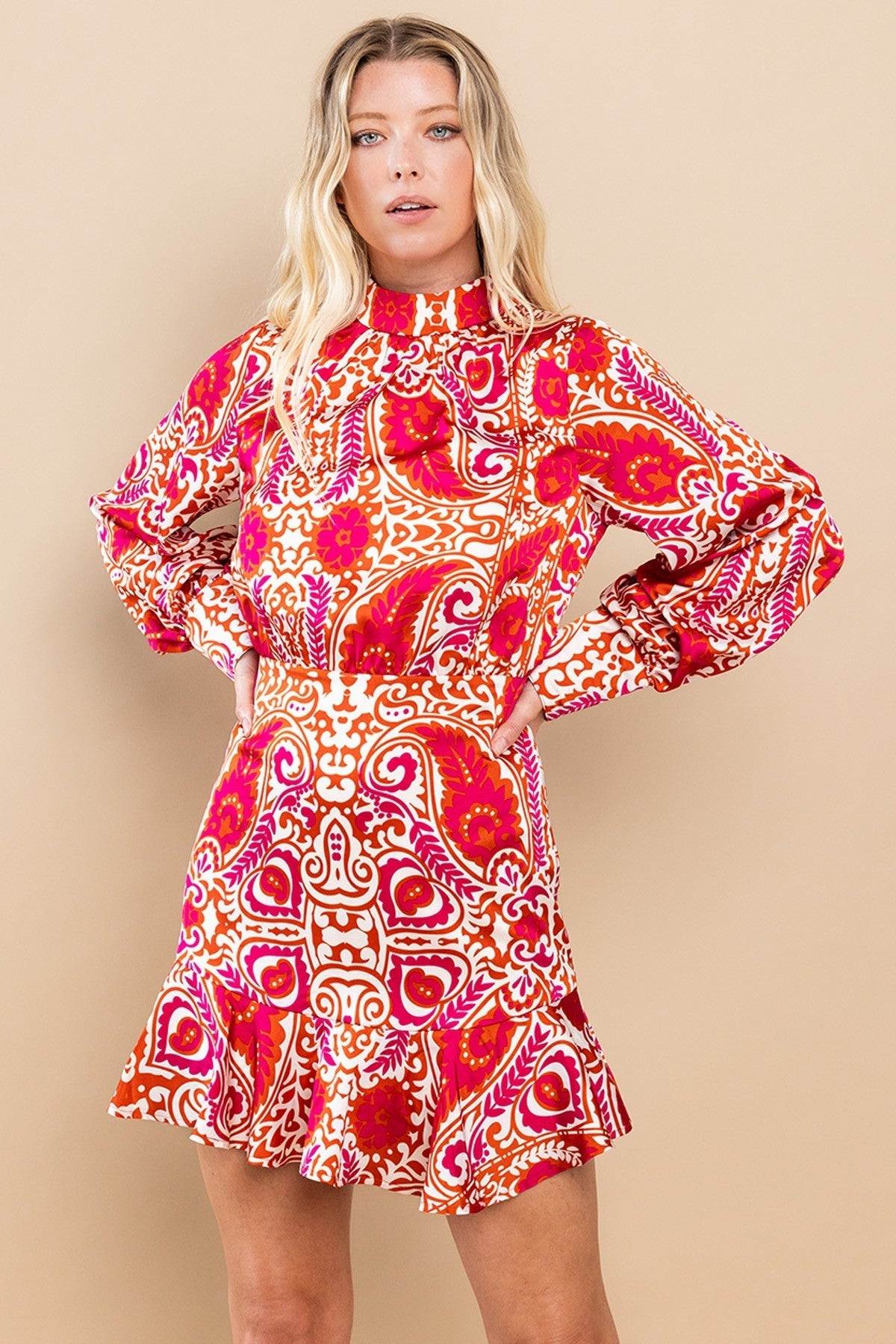 Precious Paisley Print High Neck Dress-Dress-KCoutureBoutique, women's boutique in Bossier City, Louisiana
