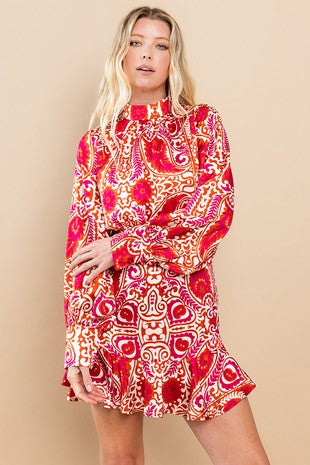Precious Paisley Print High Neck Dress-Dress-KCoutureBoutique, women's boutique in Bossier City, Louisiana