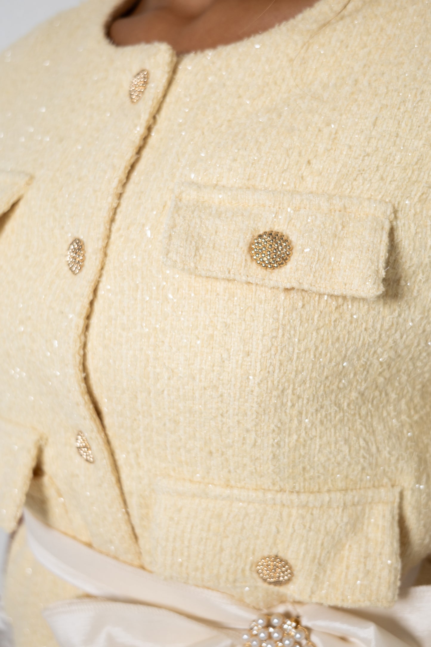 Prep & Proper Tweed Button Down Top