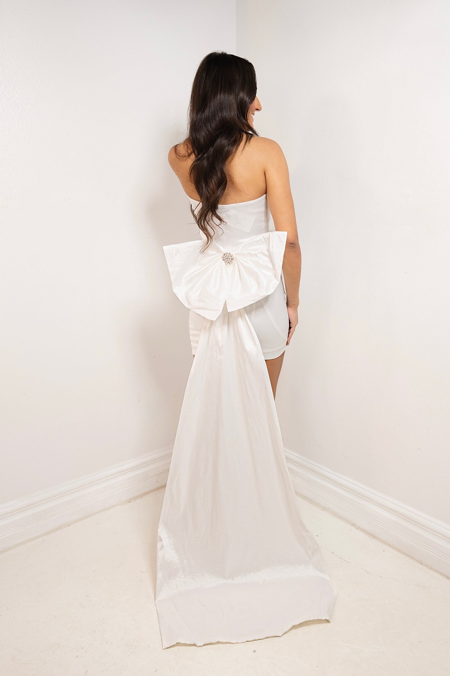 Put A Bow On It Strapless Mini Dress