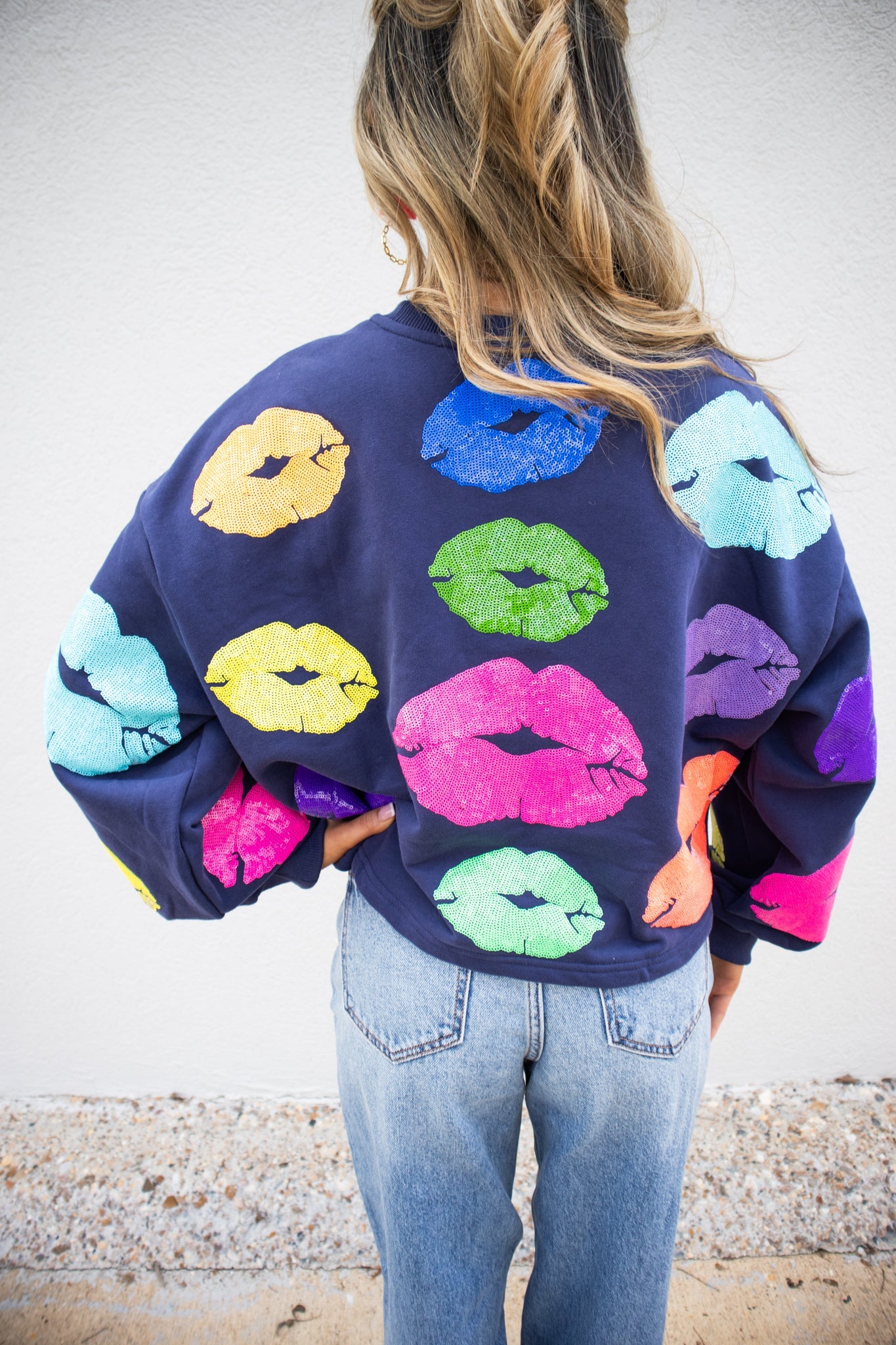 Queen Of Sparkles Kiss All Over Sweatshirt-Sweatshirt-KCoutureBoutique, women's boutique in Bossier City, Louisiana