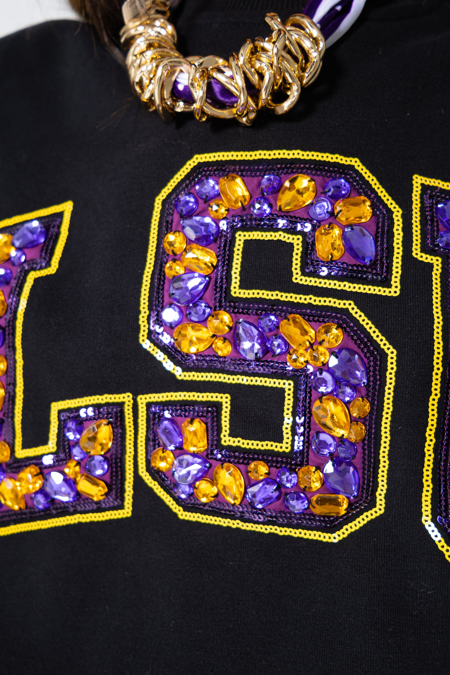 Queen of Sparkles LSU Jeweled Sweatshirt