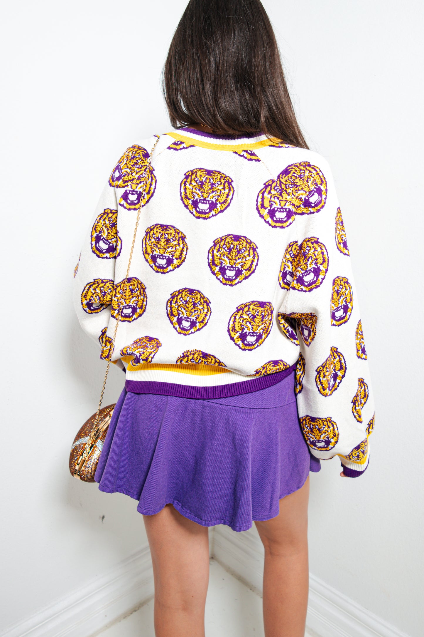 Queen of Sparkles LSU Knit Rhinestone Cardigan