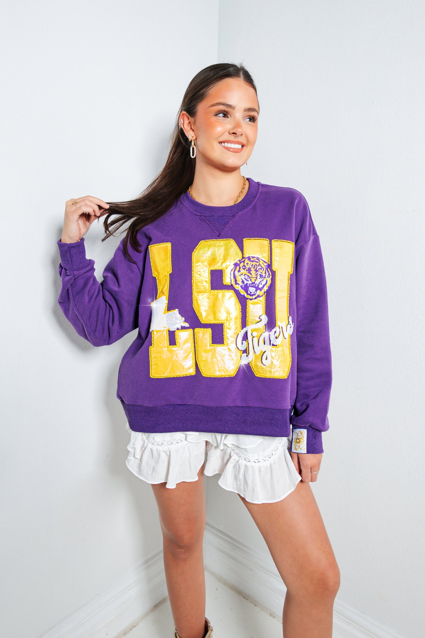 Queen of Sparkles LSU Metallic Icons Sweatshirt