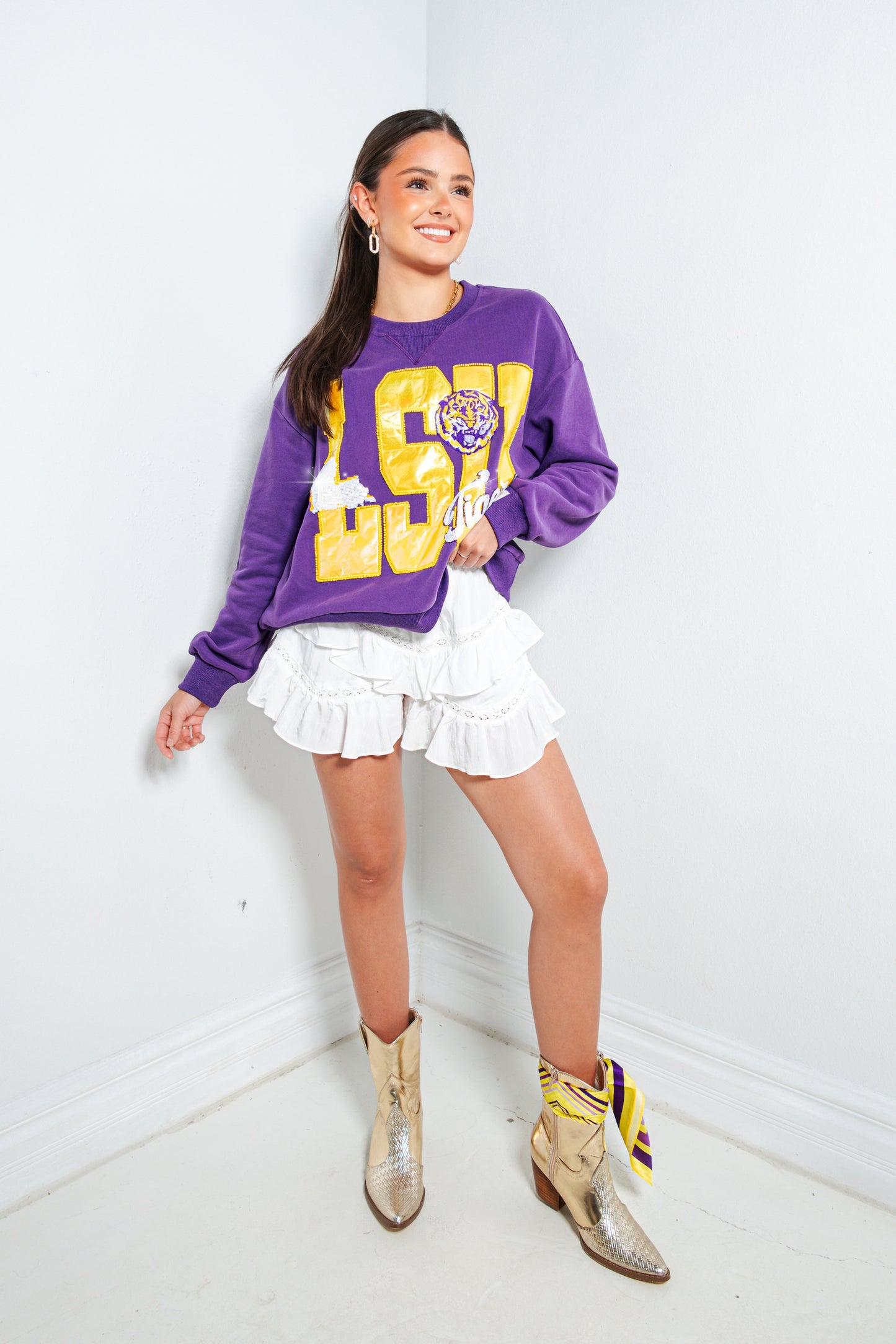 Queen of Sparkles LSU Metallic Icons Sweatshirt