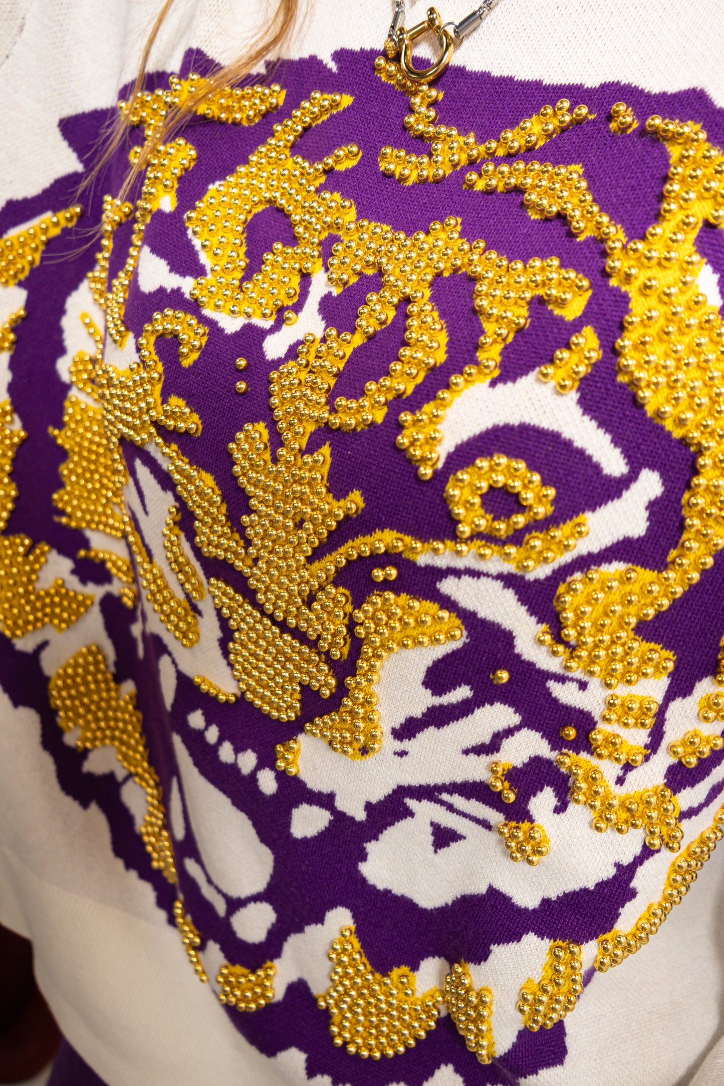 Queen of Sparkles LSU Oversized Mascot Sweater
