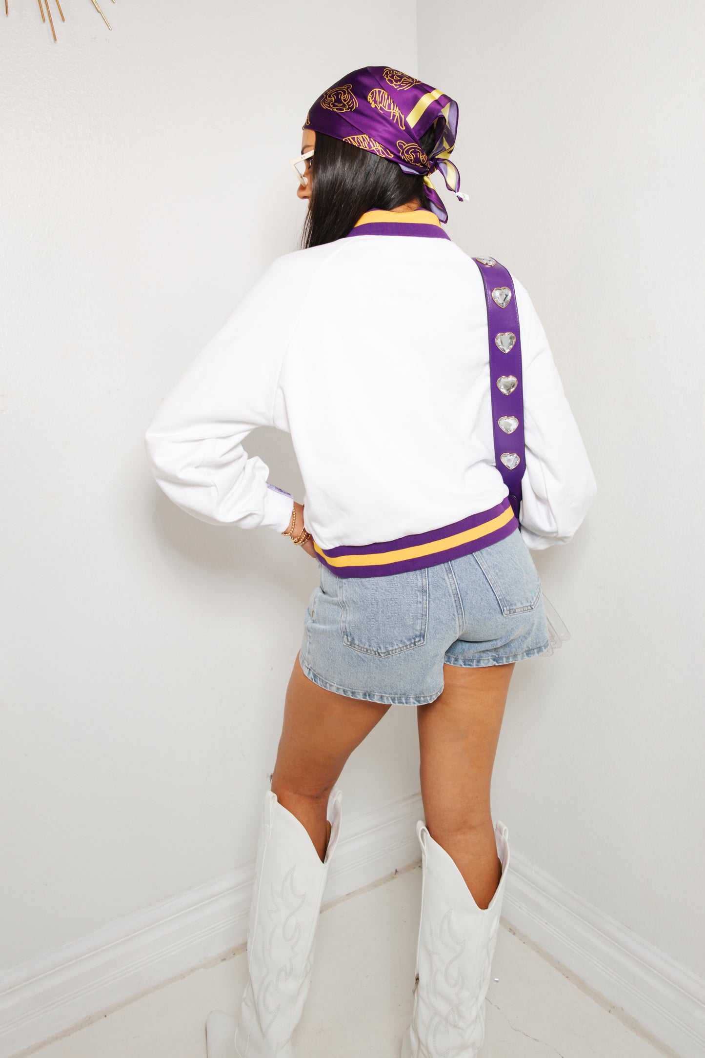 Queen of Sparkles LSU Striped Mascot Sweatshirt