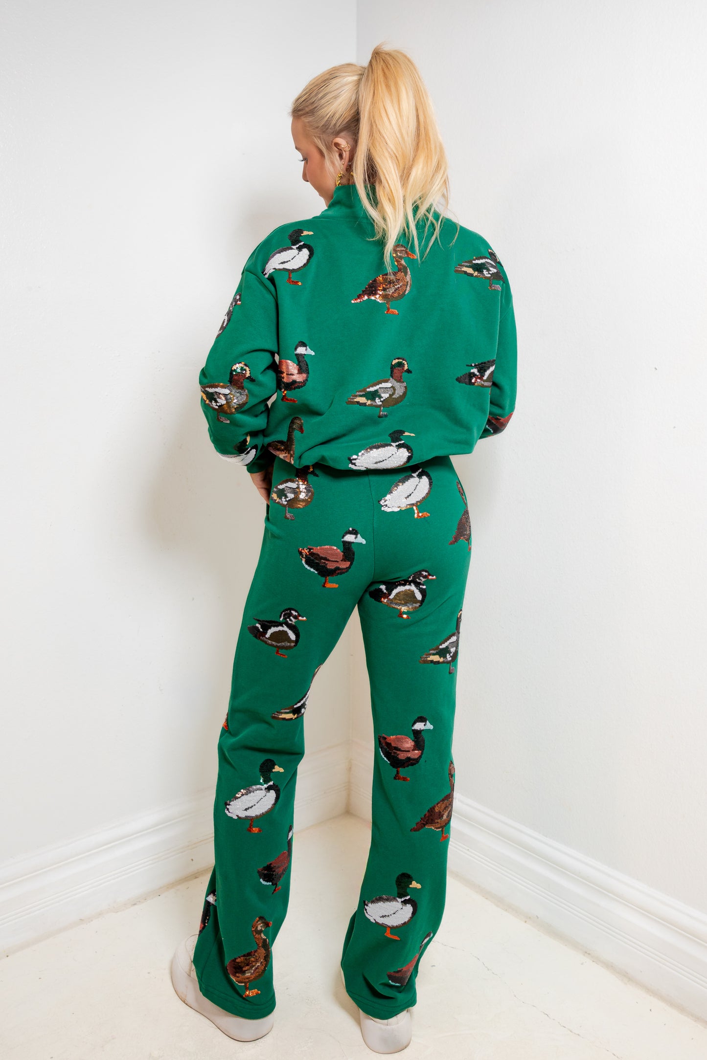 Queen of Sparkles Dark Green Duck Pants