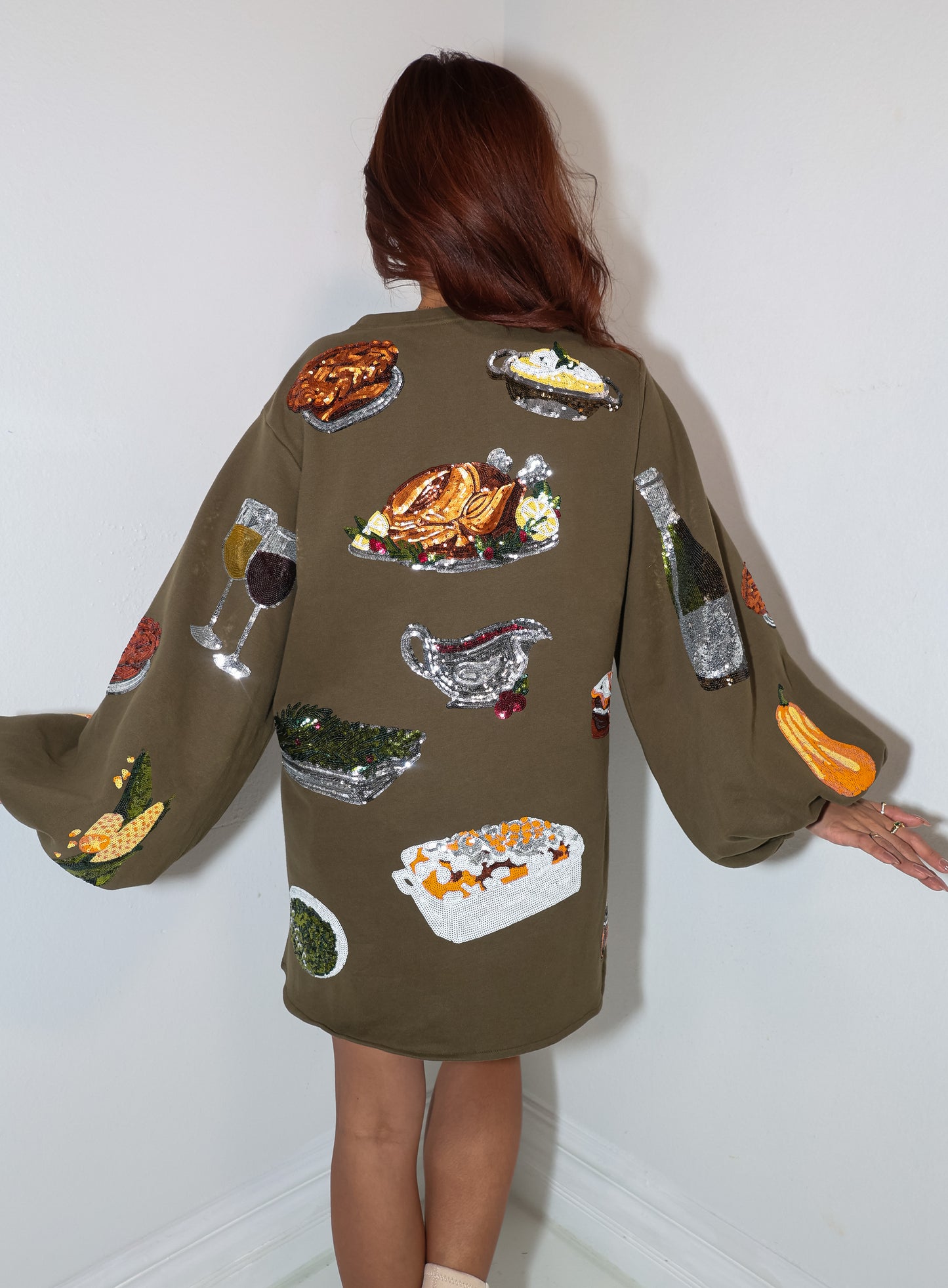 Queen of Sparkles Queen of Turkey Balloon Sleeve Dress