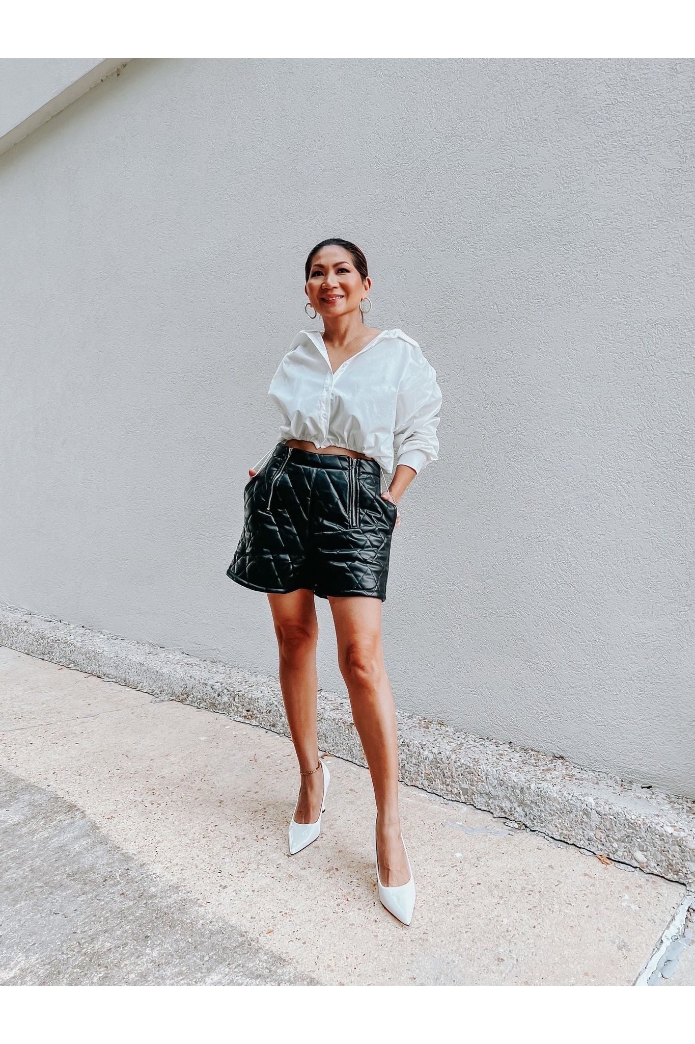 Quincy Quilted Faux Leather Shorts-Shorts-KCoutureBoutique, women's boutique in Bossier City, Louisiana