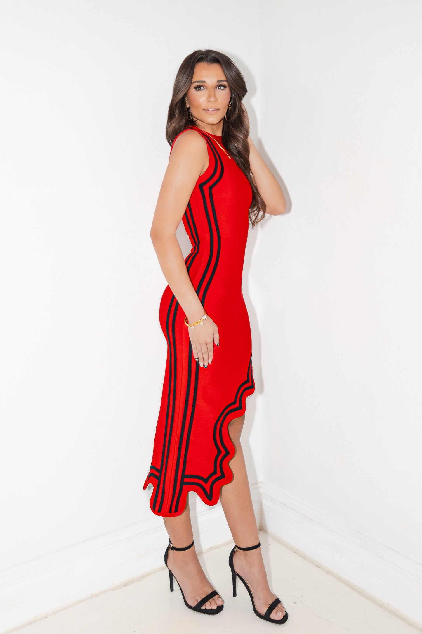 Red Curve Appeal Bandage Dress
