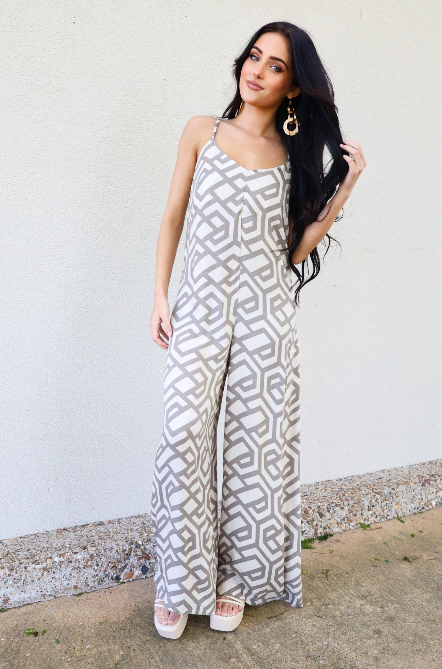 Retro Geo Print Jumpsuit-Jumpsuits-KCoutureBoutique, women's boutique in Bossier City, Louisiana