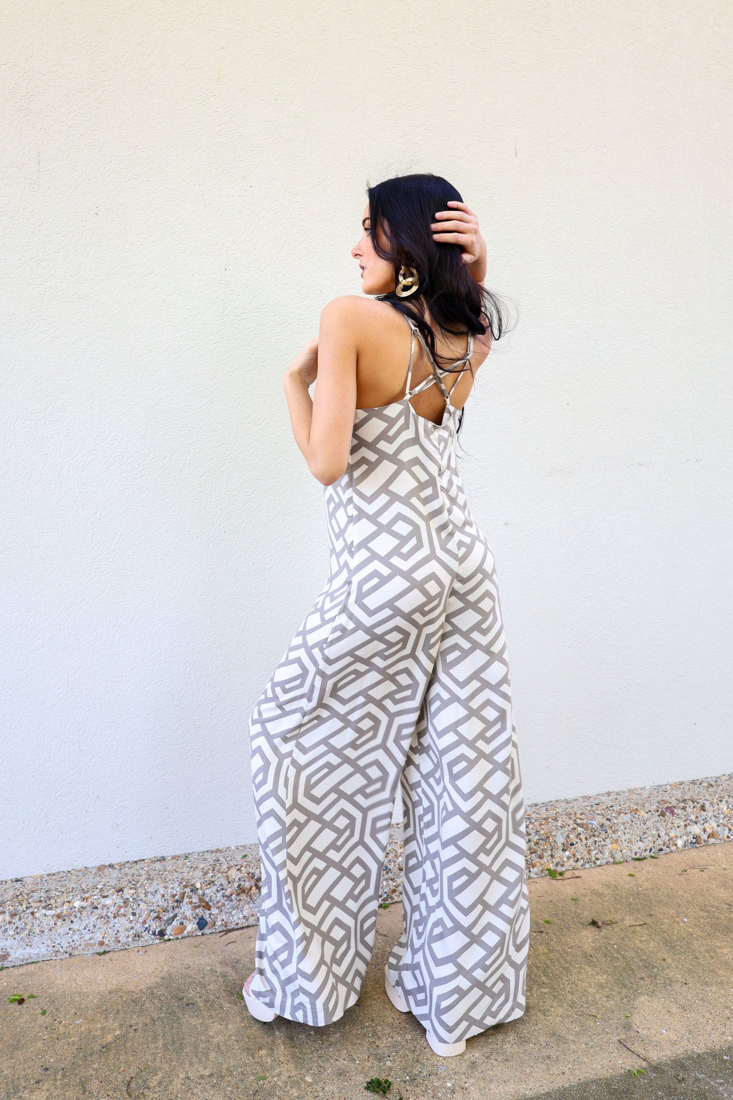Retro Geo Print Jumpsuit-Jumpsuits-KCoutureBoutique, women's boutique in Bossier City, Louisiana