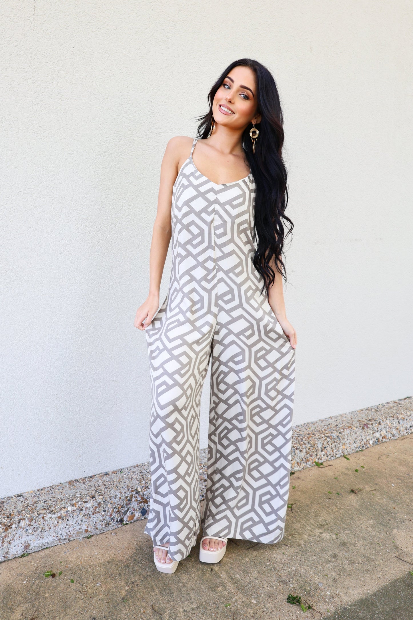 Retro Geo Print Jumpsuit-Jumpsuits-KCoutureBoutique, women's boutique in Bossier City, Louisiana