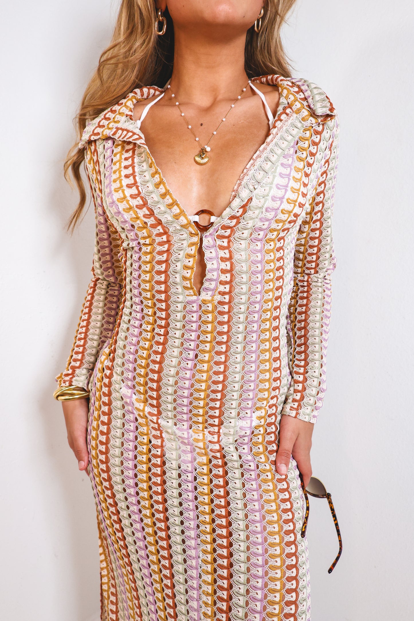 Retro Luxe Crochet Maxi Dress