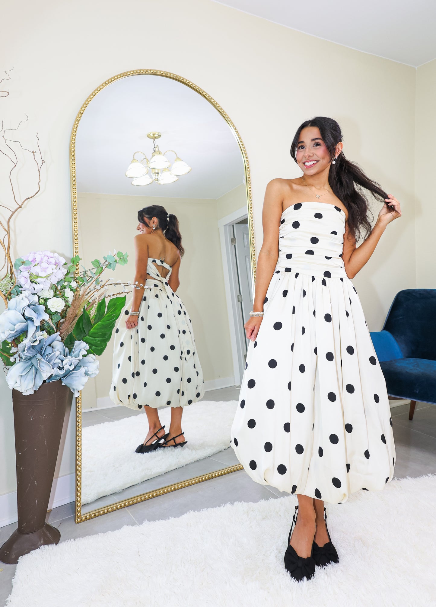 Retro Romance Polka Dot Midi Dress