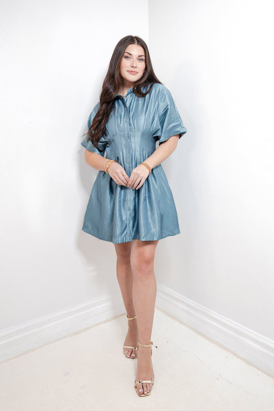 Sheen & Chic Pleated Mini Dress