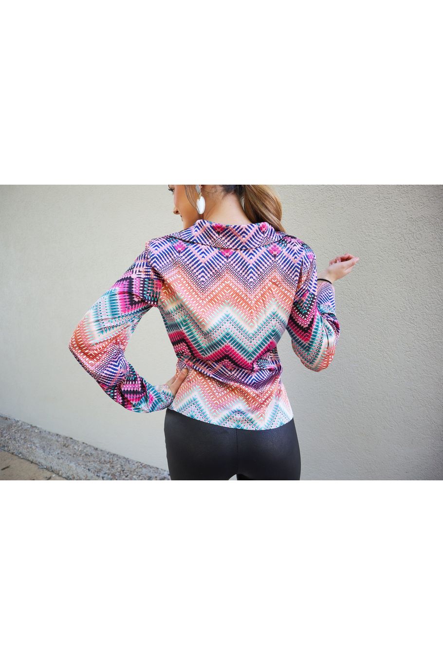 She’s Groovy Ruched Button Up Top-KCoutureBoutique, women's boutique in Bossier City, Louisiana