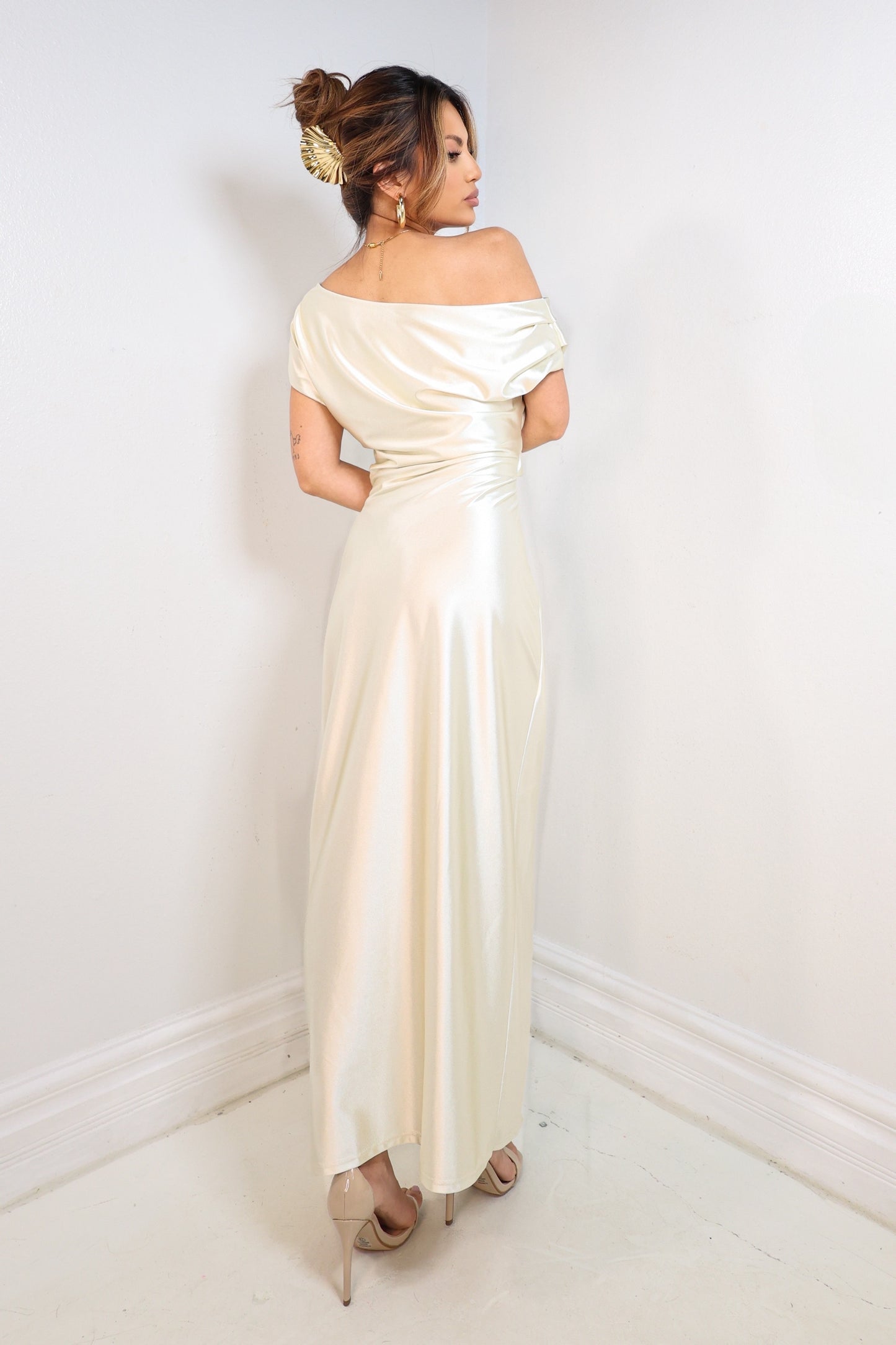 Silken Vow Asymmetrical Maxi Dress