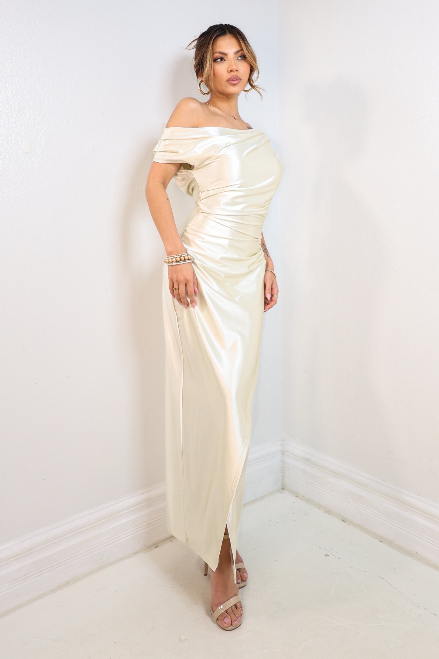 Silken Vow Asymmetrical Maxi Dress