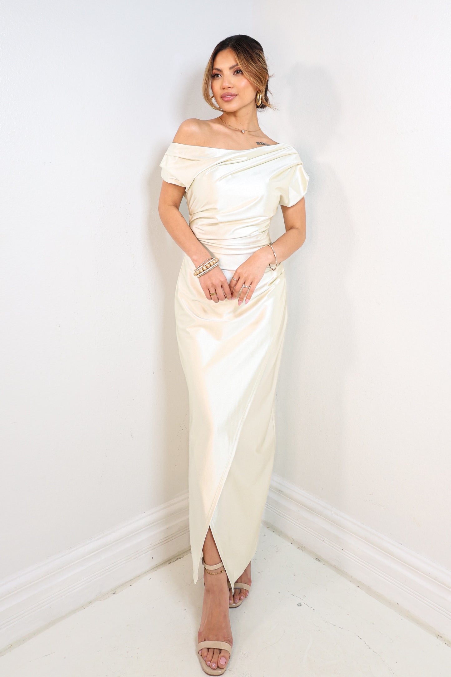 Silken Vow Asymmetrical Maxi Dress