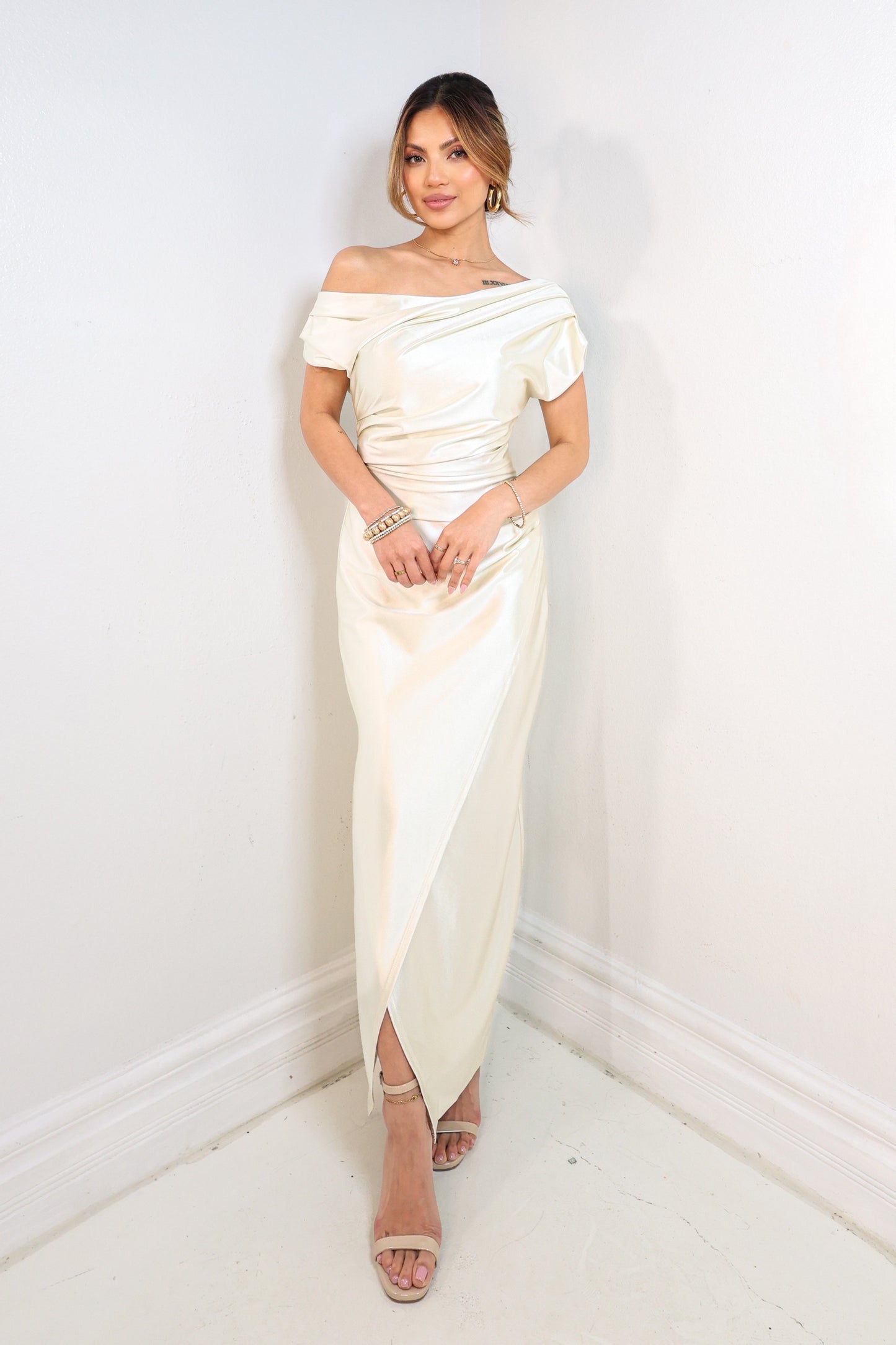 Silken Vow Asymmetrical Maxi Dress