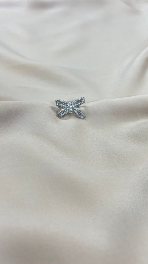Silver Rhinestone Bow Ring-Rings-KCoutureBoutique, women's boutique in Bossier City, Louisiana