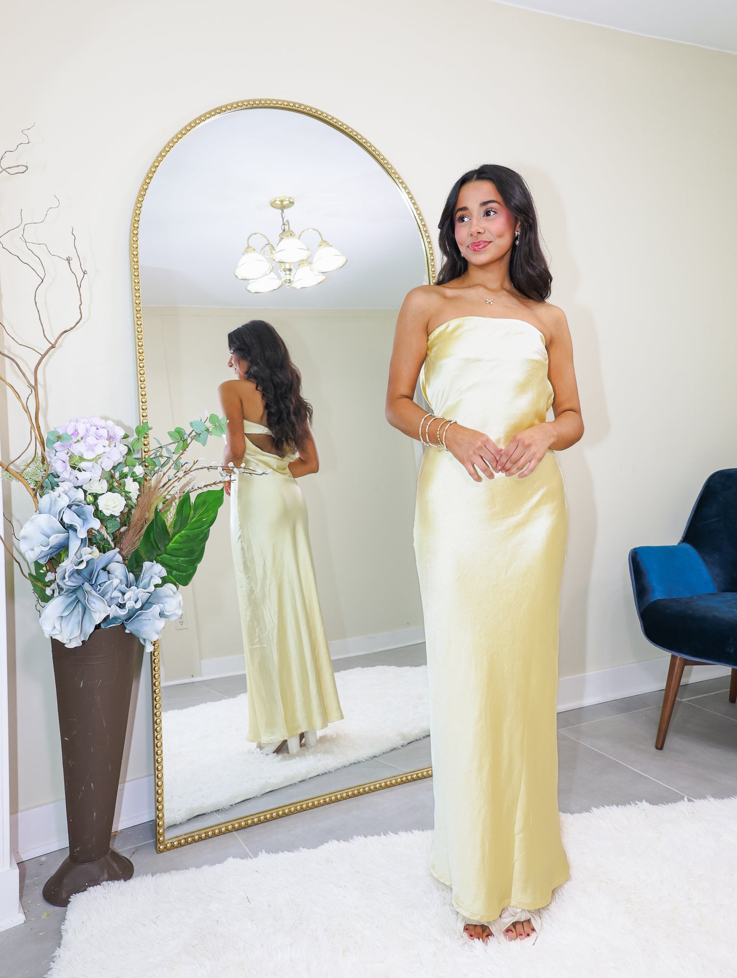 Soft Glow Strapless Slip Dress