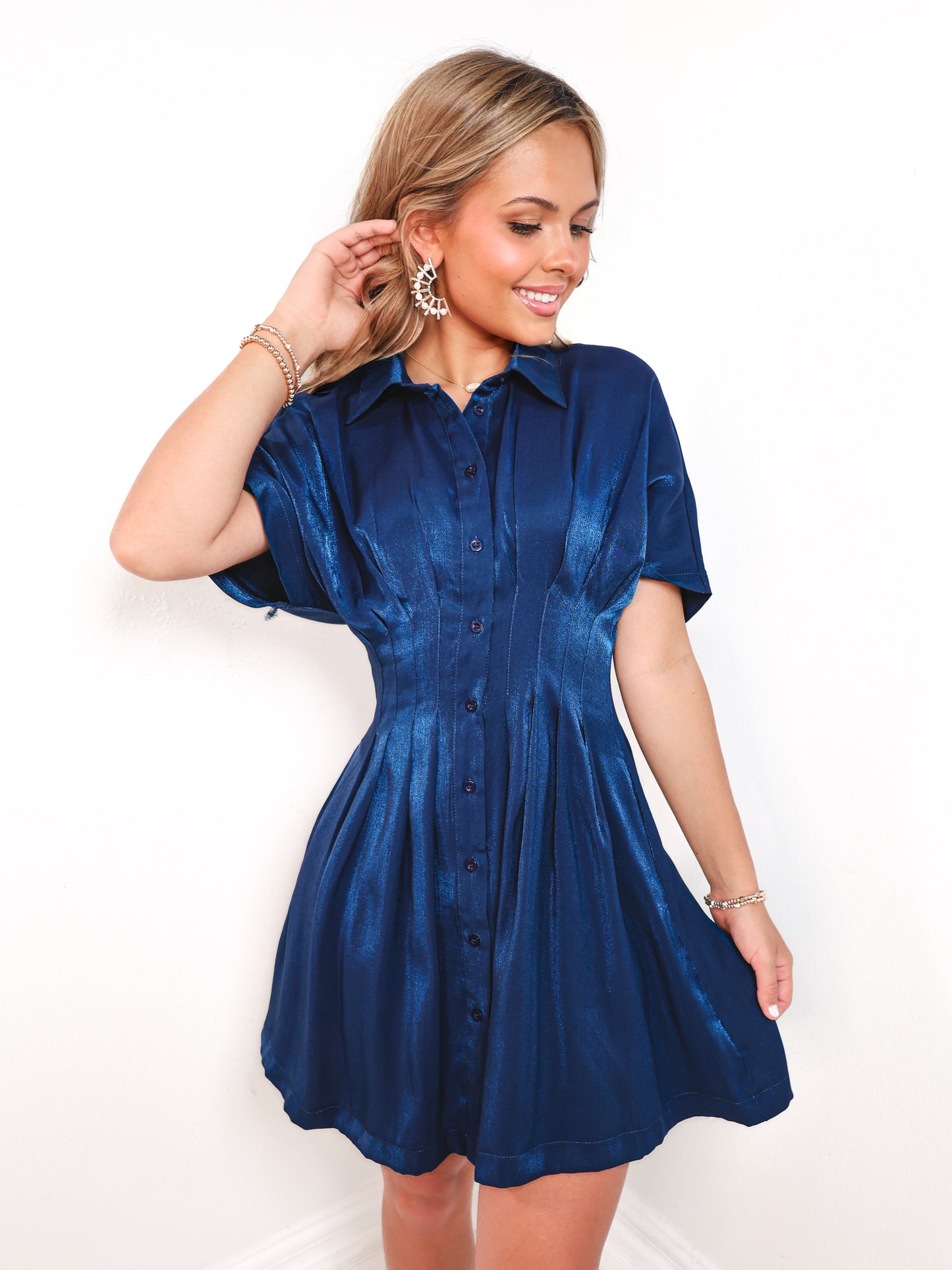 Soft Structure Pleated Mini Dress