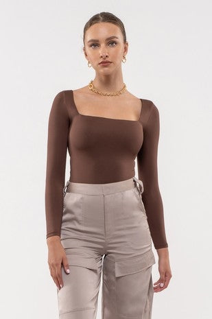 Square Neck Long Sleeve Bodysuit-KCoutureBoutique, women's boutique in Bossier City, Louisiana