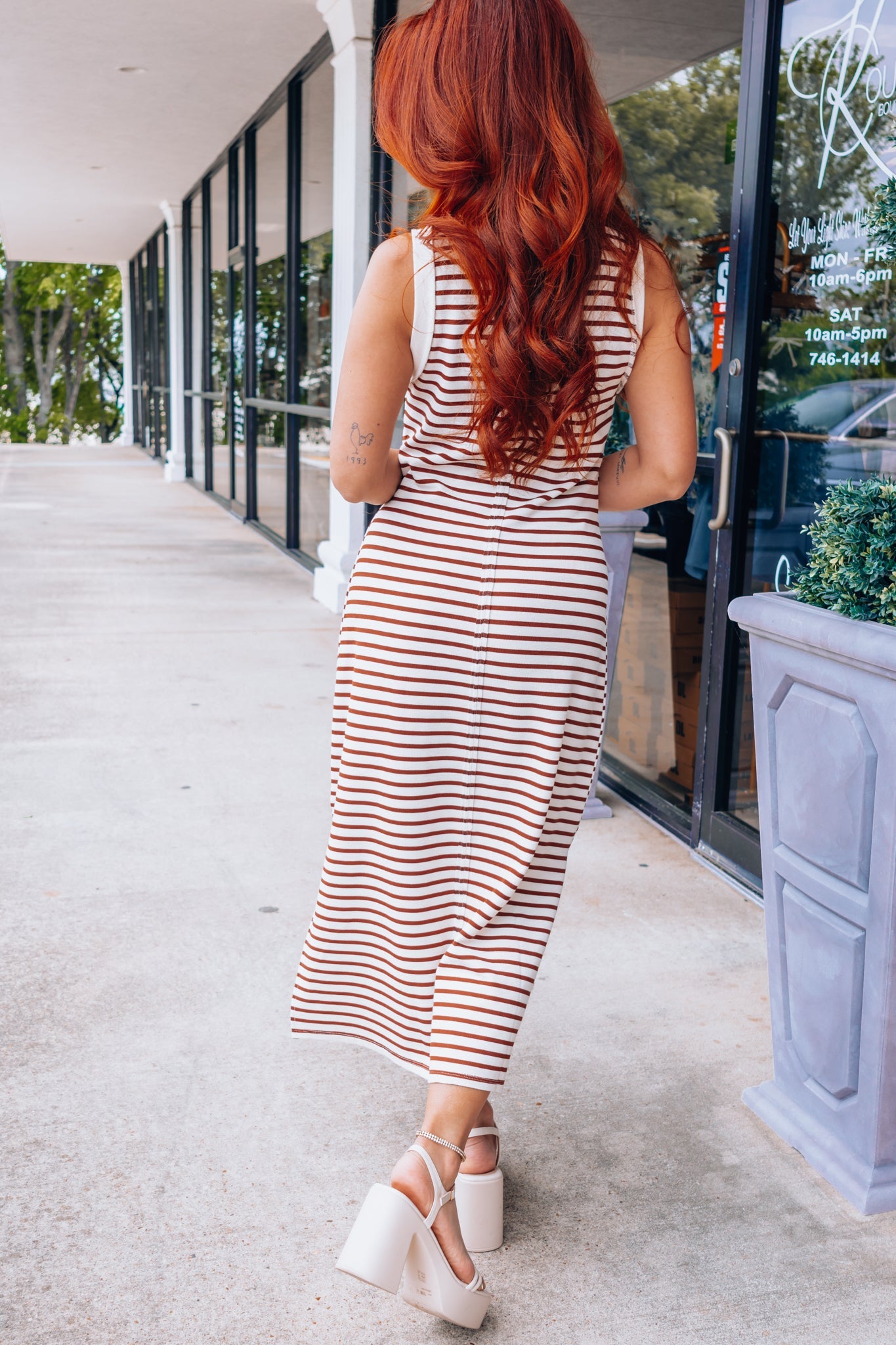 Striped Ribbed Midi Dress-Dresses-KCoutureBoutique, women's boutique in Bossier City, Louisiana