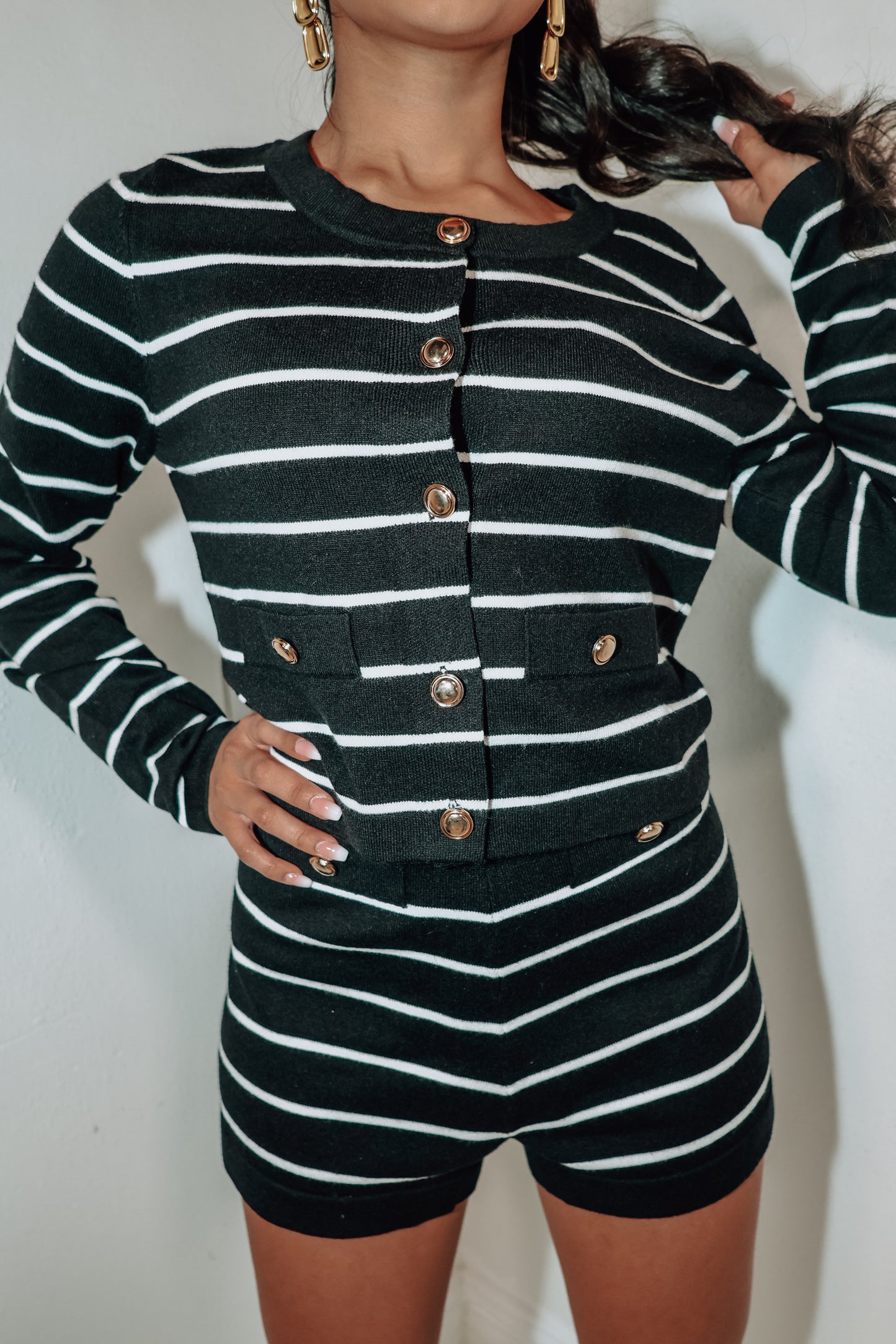 Striped Sweetheart Button Shorts