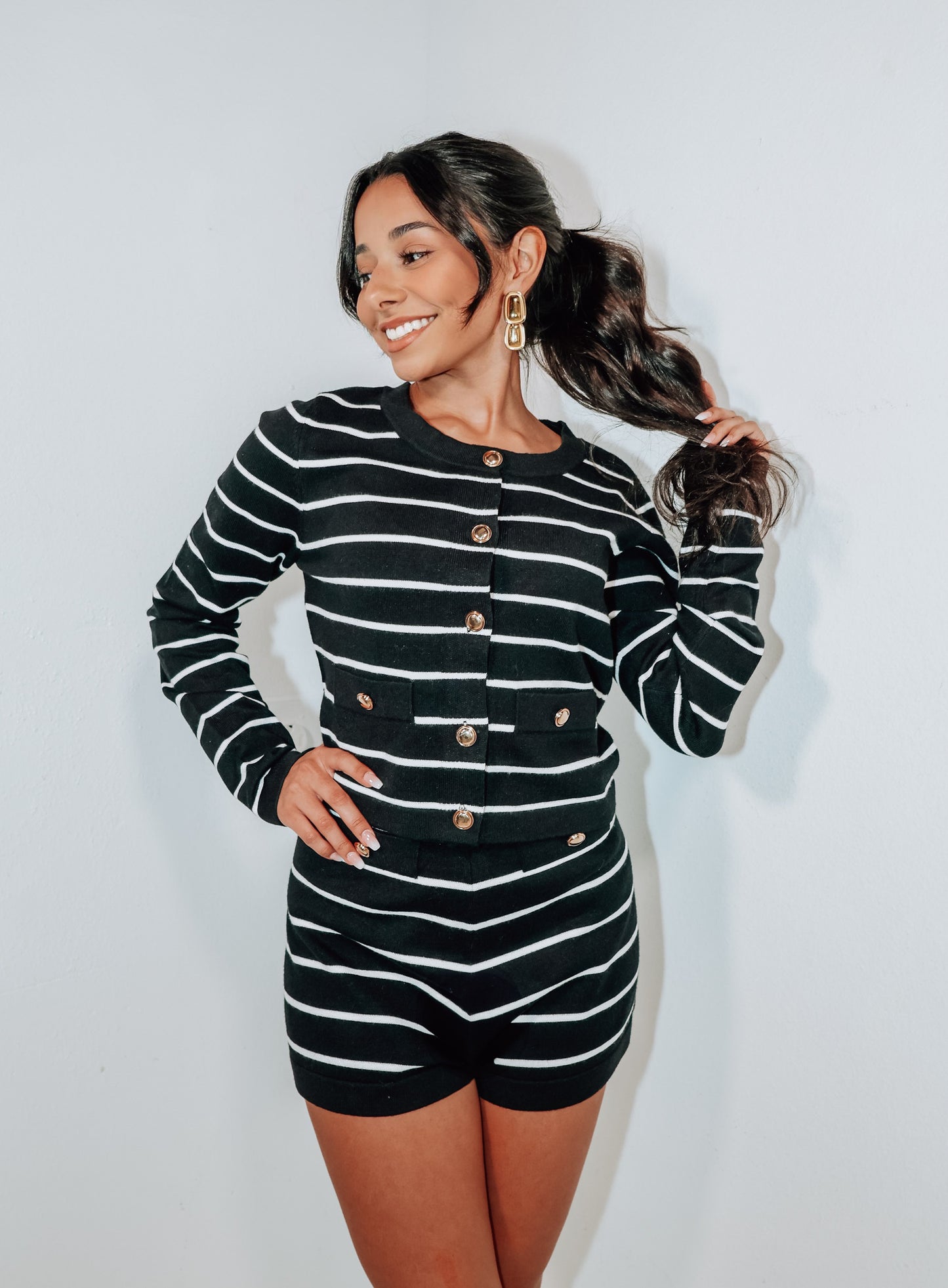 Striped Sweetheart Button Shorts