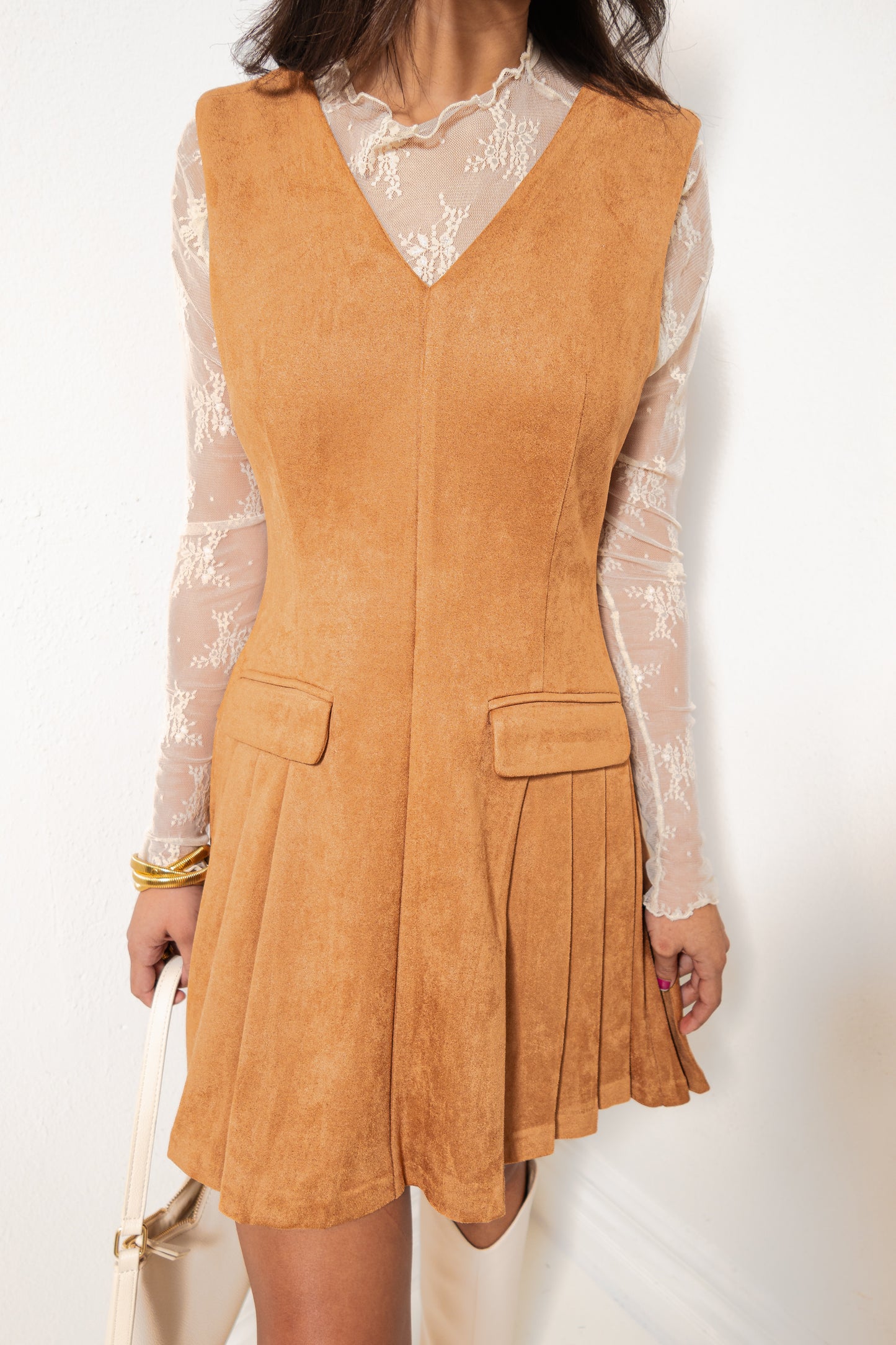 Sunset Rodeo Suede Pleated Dress