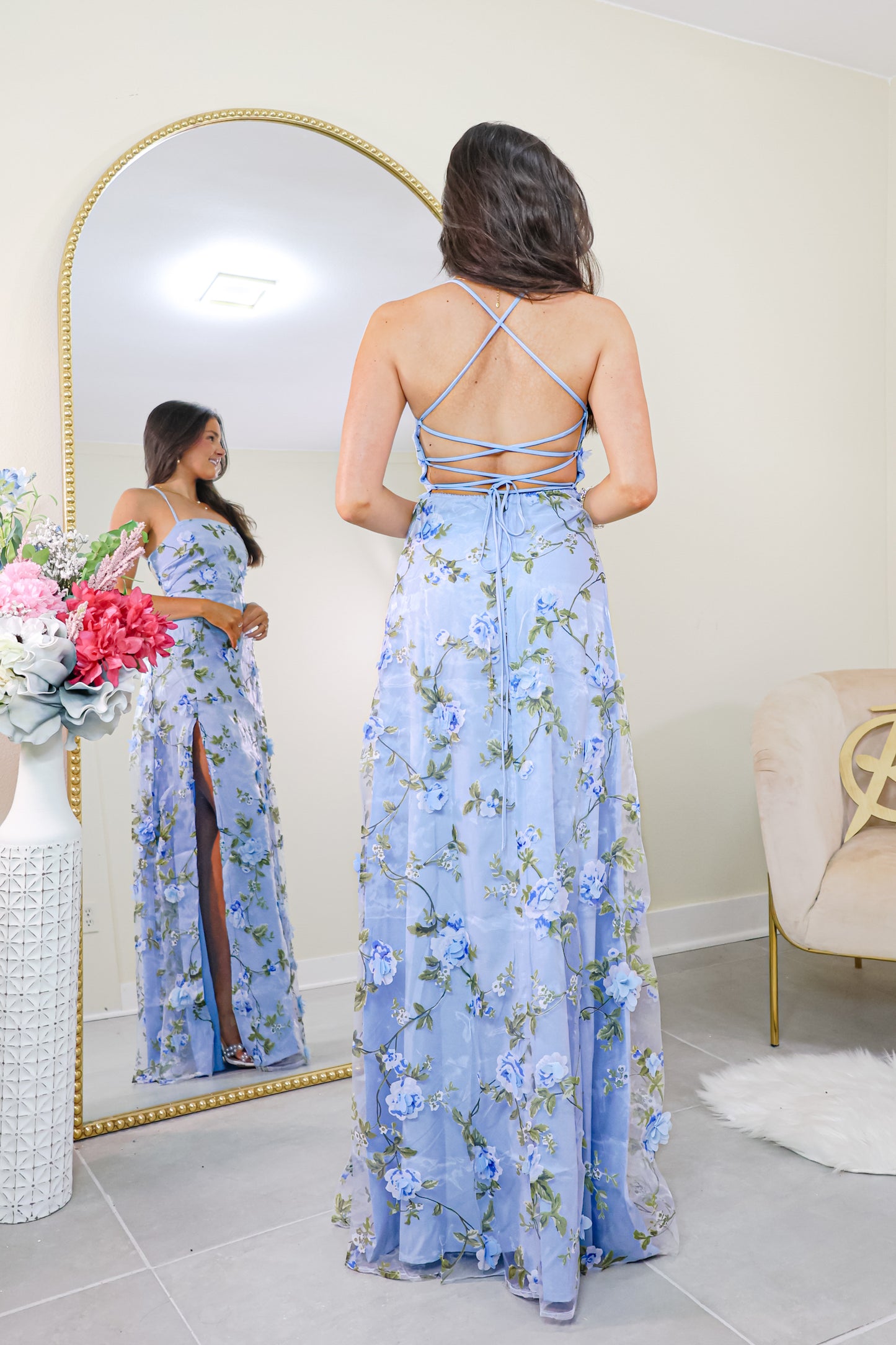 The Blooming Hour Organza Floral Maxi Dress