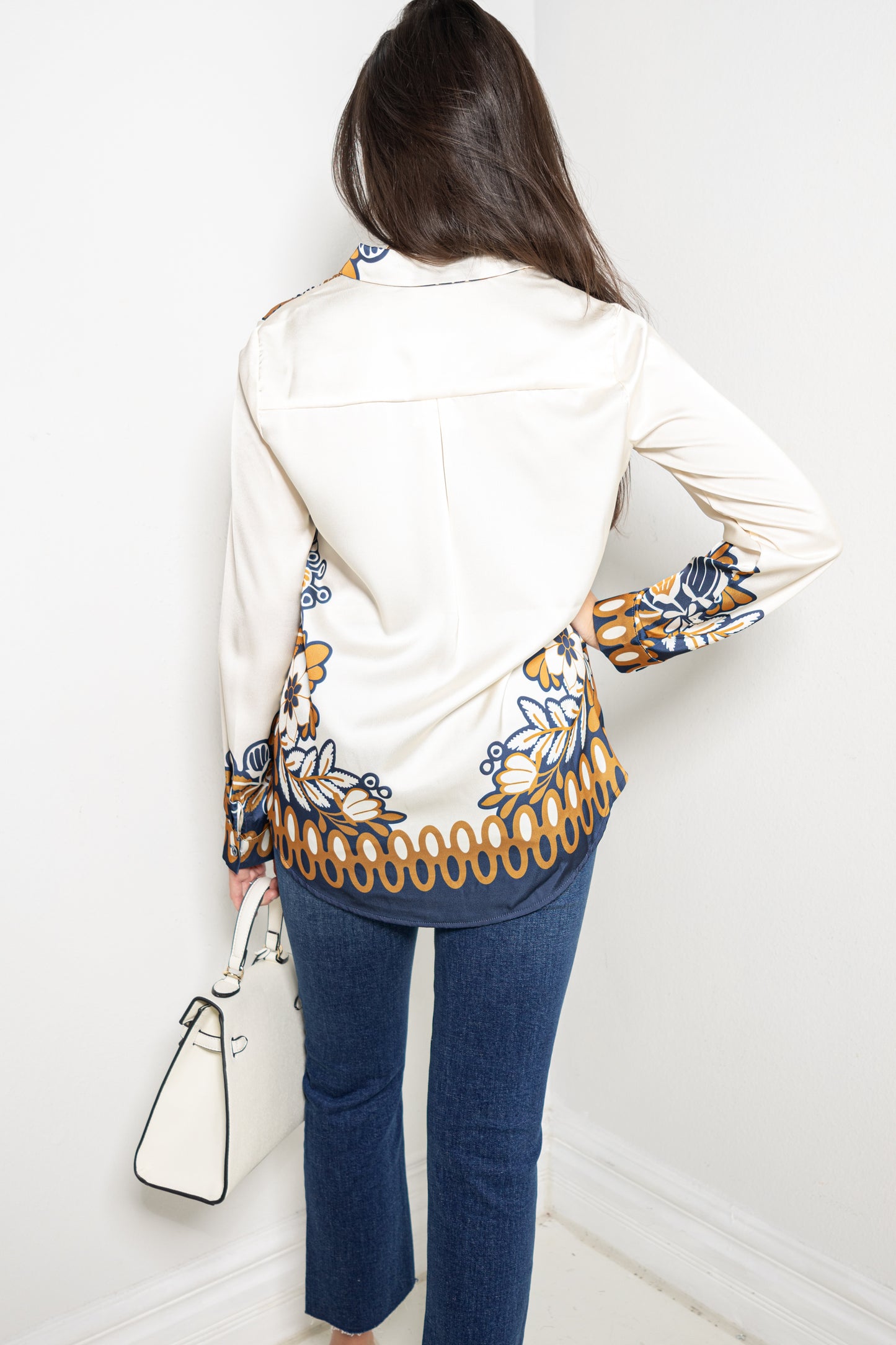 The Capri Bloom Button Down Top
