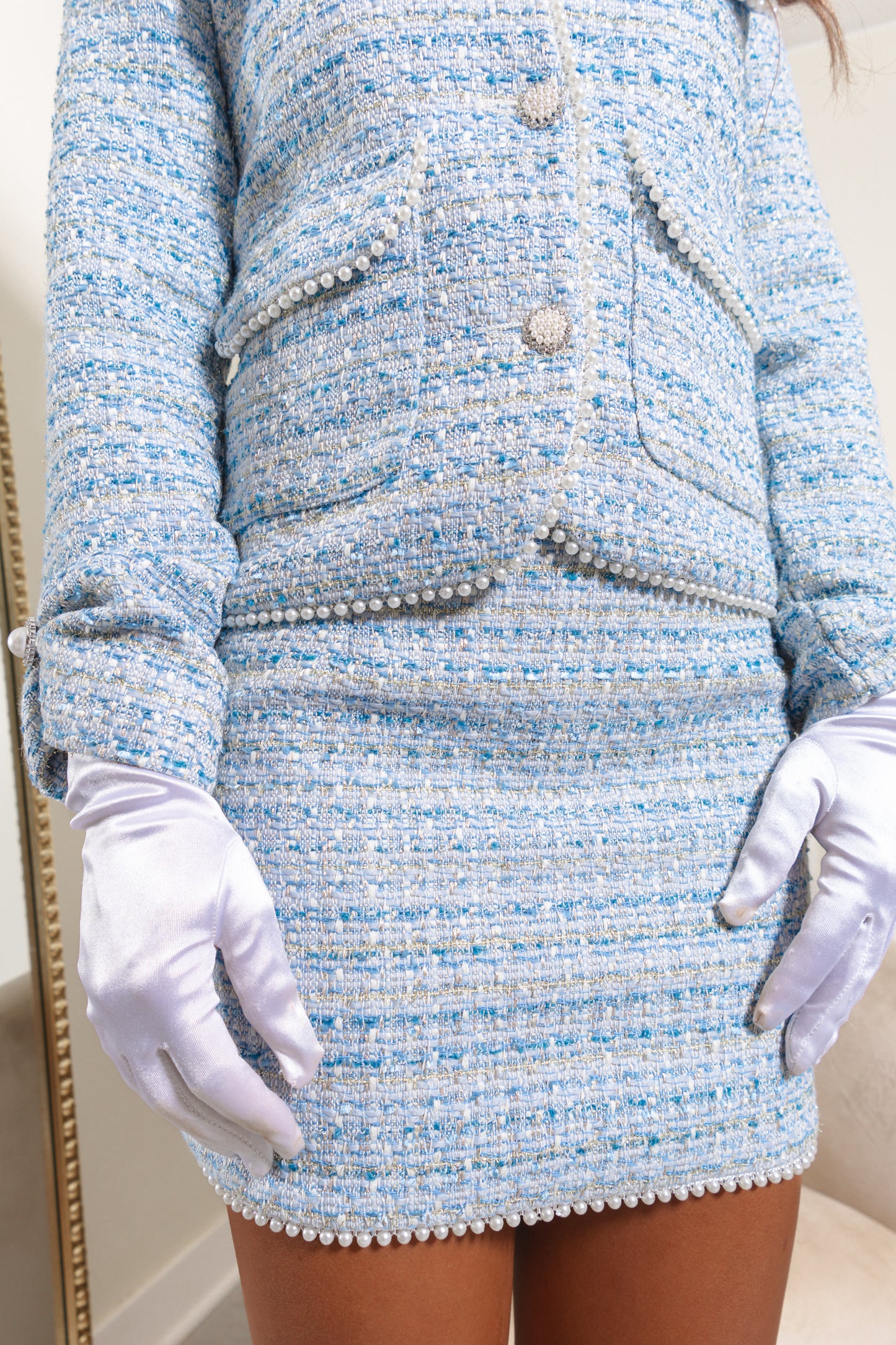 The Serena Tweed Light Blue Suit (Set) - K Couture Exclusive