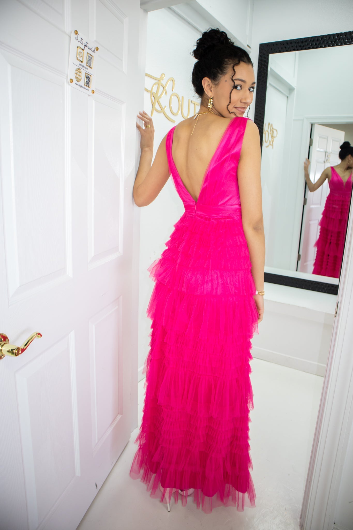 Tiered Ruffle Tulle Gown-Dresses-KCoutureBoutique, women's boutique in Bossier City, Louisiana