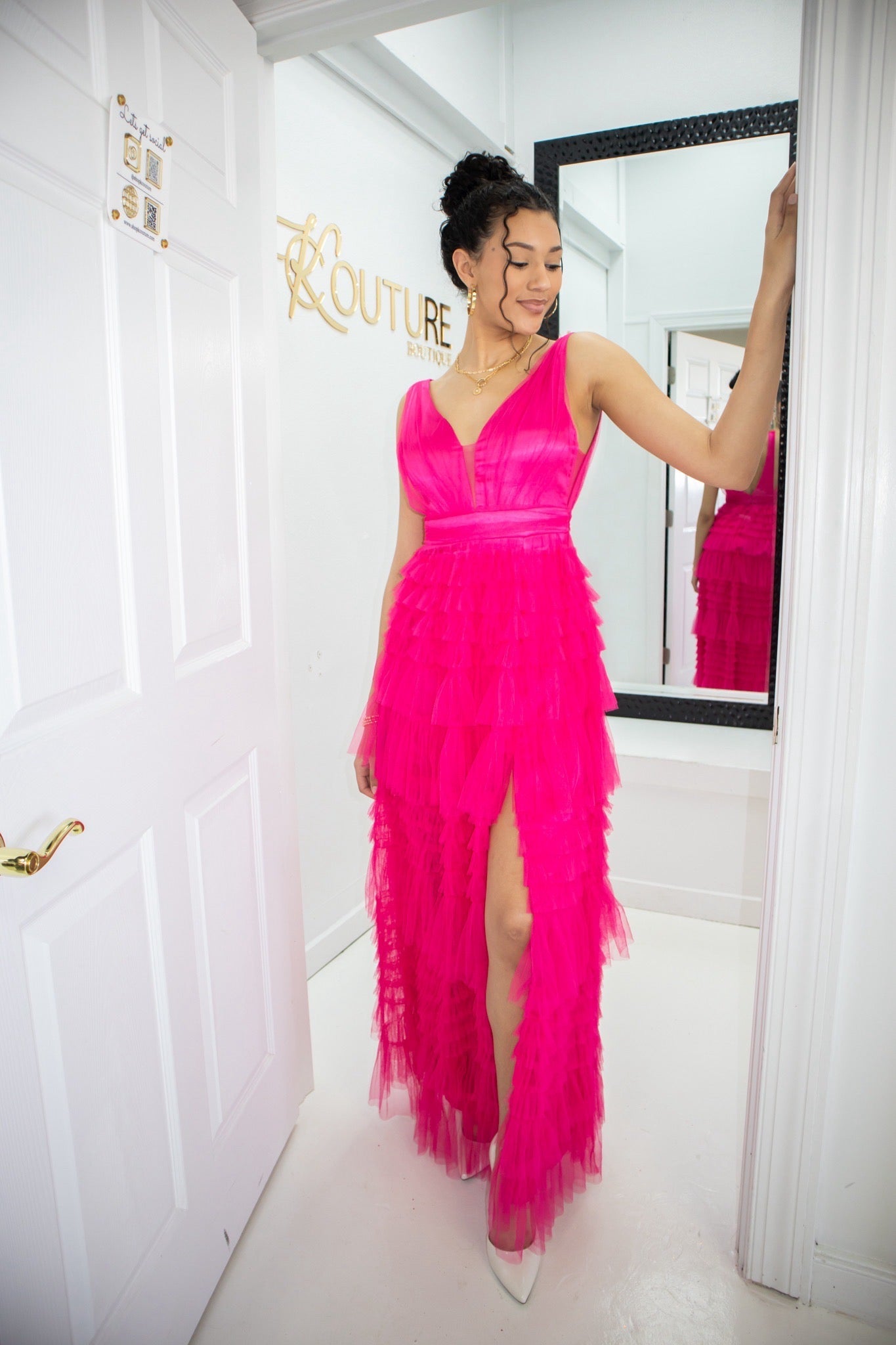 Tiered Ruffle Tulle Gown Large / Pink Tiered Ruffle Tulle Gown Large / Pink